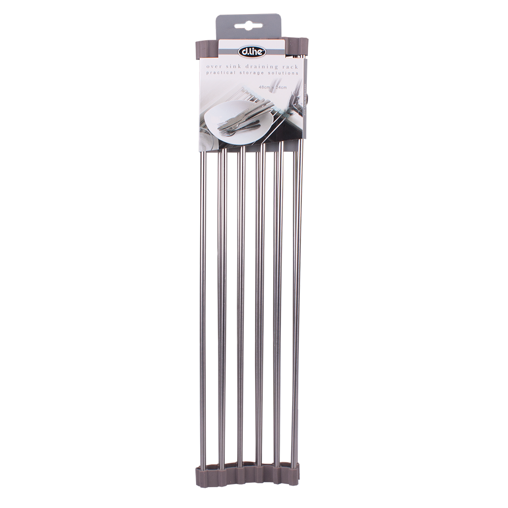 D.Line Over Sink Roll-Up Draining Rack 48 x 24cm - Grey