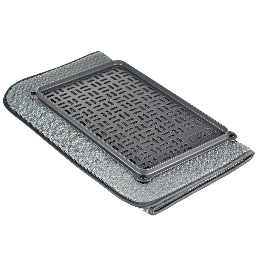Polder Microfibre Mat W/ Glass Tray 56 X 38Cm - Grey