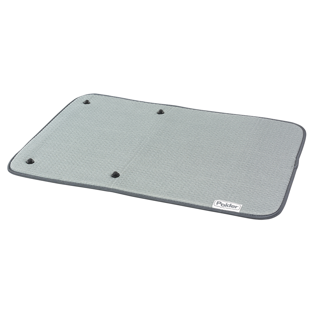 Polder Microfibre Mat W/ Glass Tray 56 X 38Cm - Grey