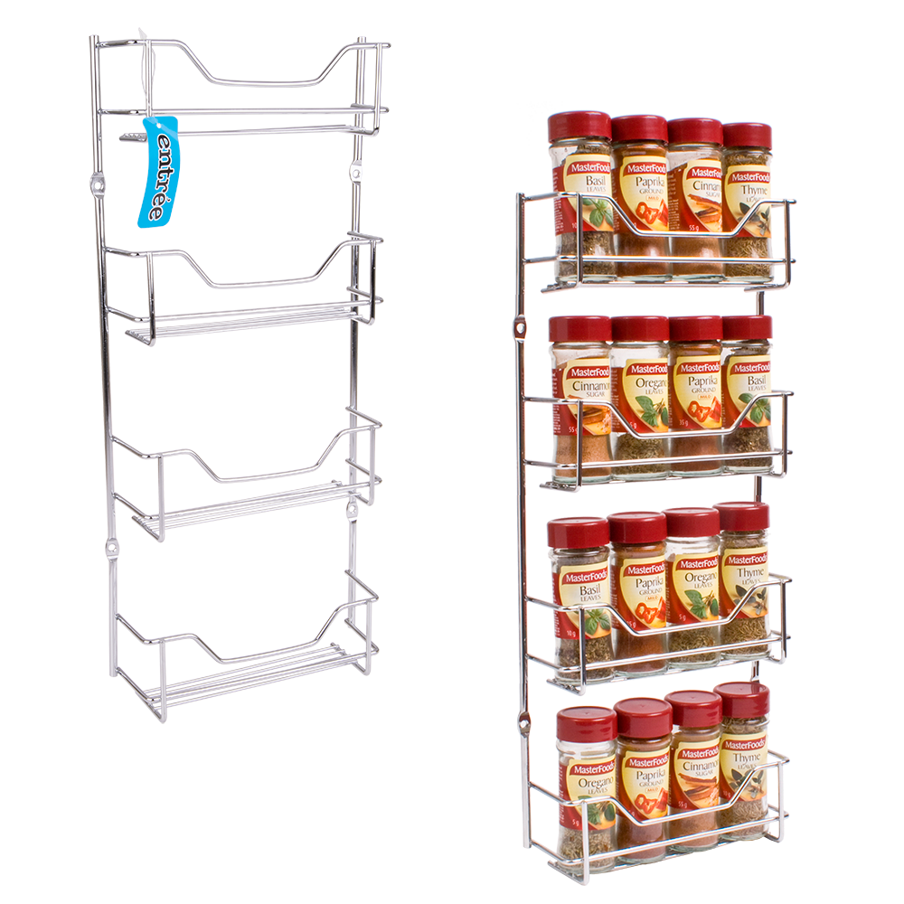 Entrée 4-Tier Spice Rack – Chrome (16 Bottle Capacity)