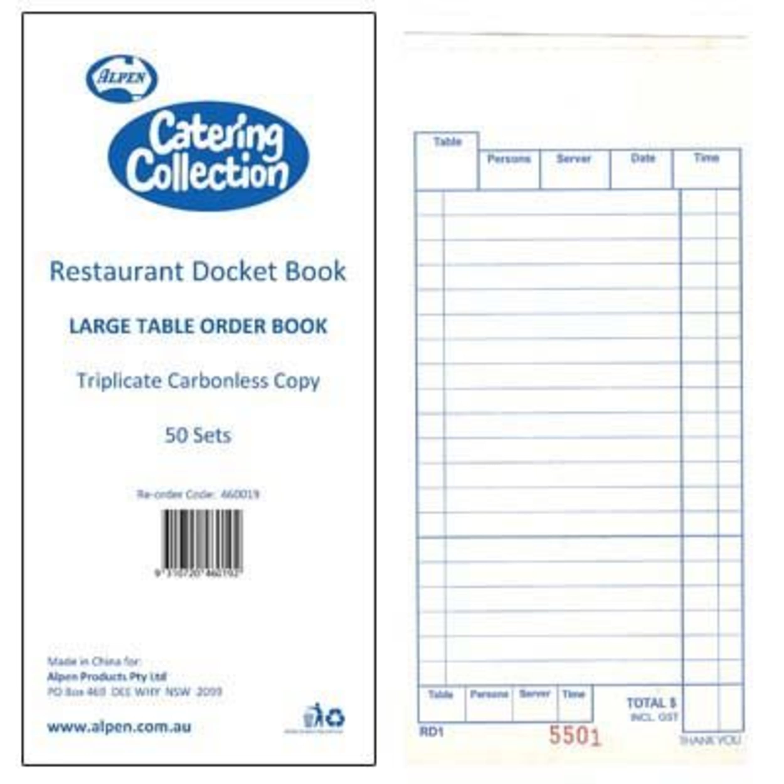Catering Collection Triplicate Large Table Carbonless Book 50