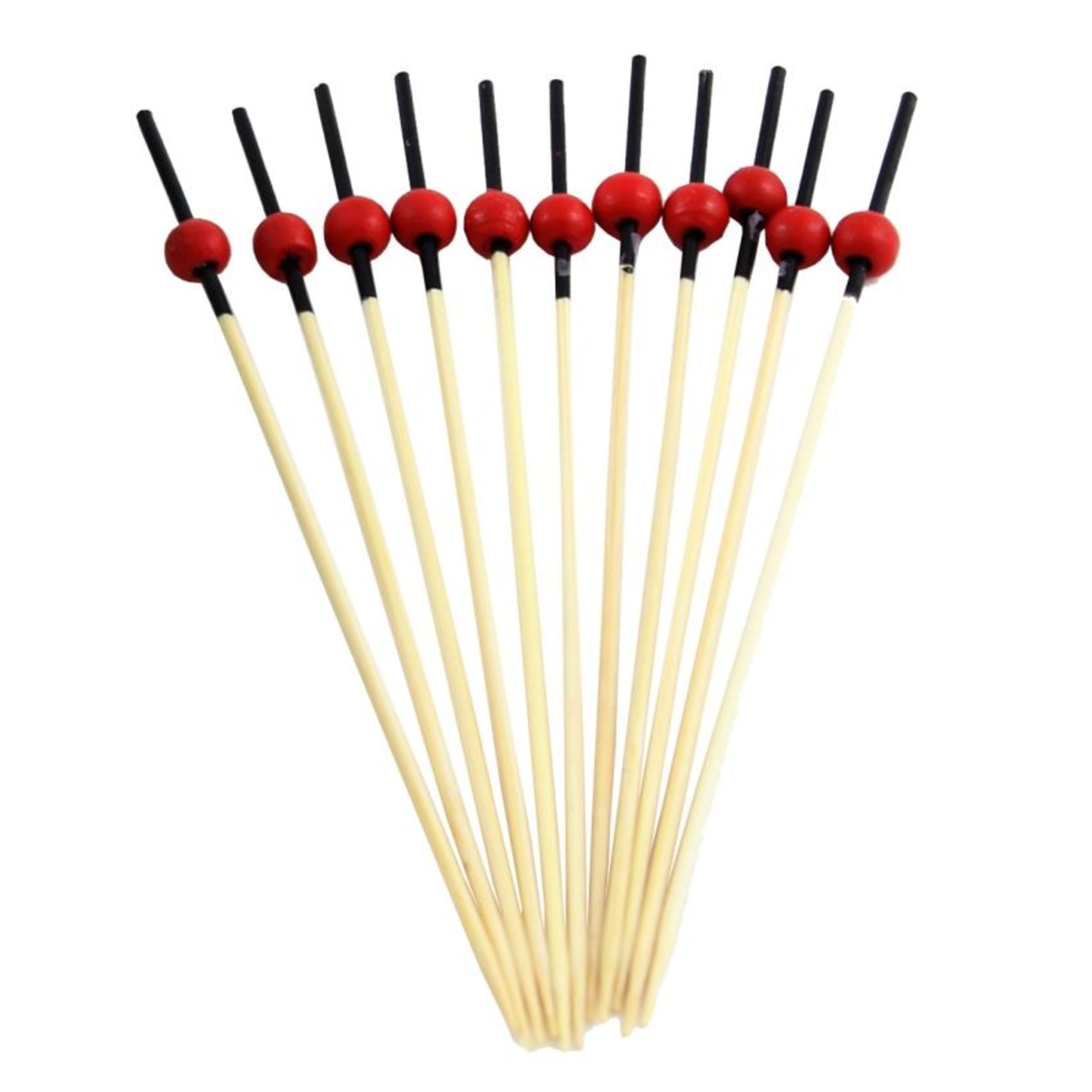 Eco Collection Decorated Pick Black top with Red Ball 12cm (Rio) (100 Pack)