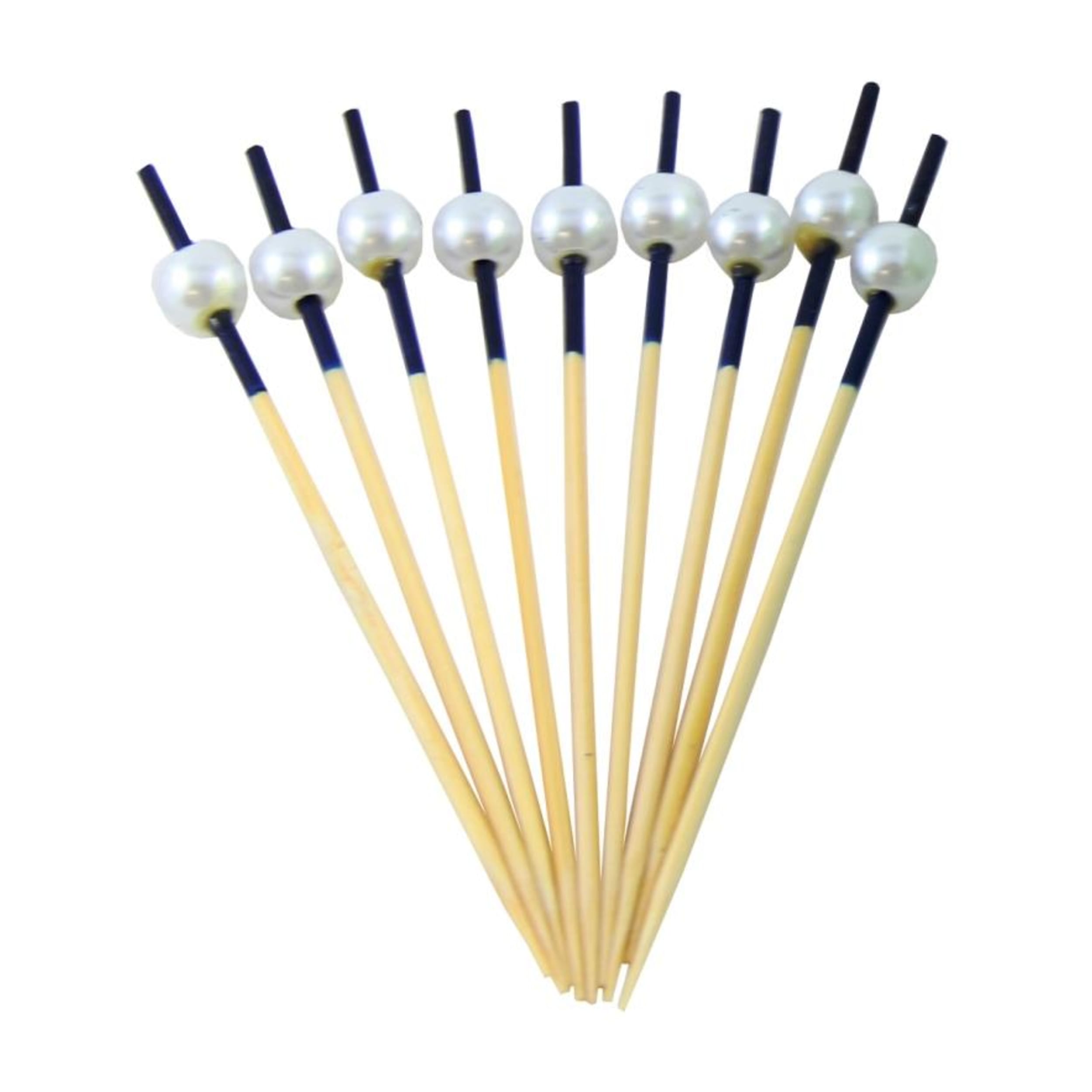Eco Collection Decorated Pick Blue top with Pearl 10cm (Marine) (100 Pack)