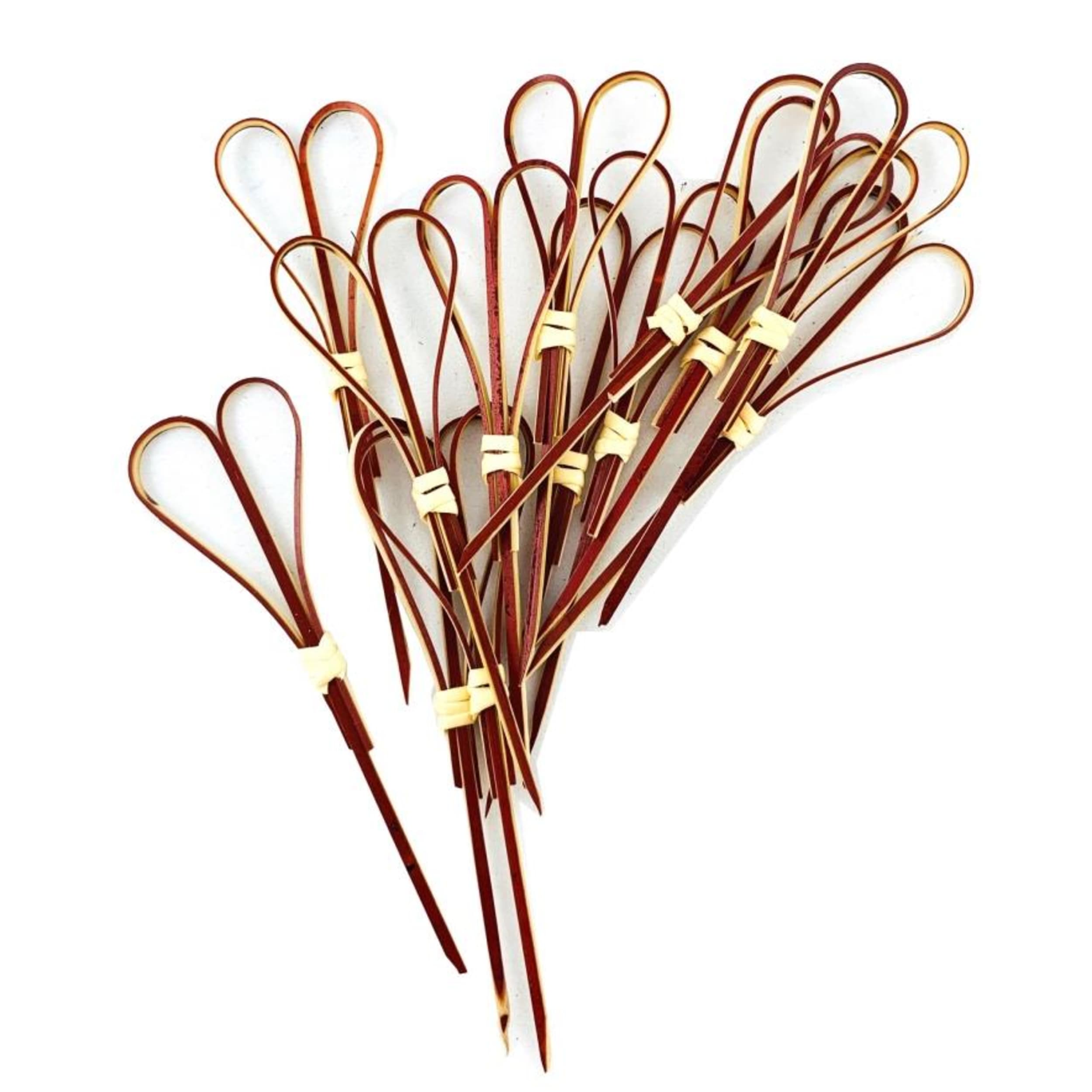 Eco Collection Bamboo Heart Pick Skewers 10cm Red (100 Pack)