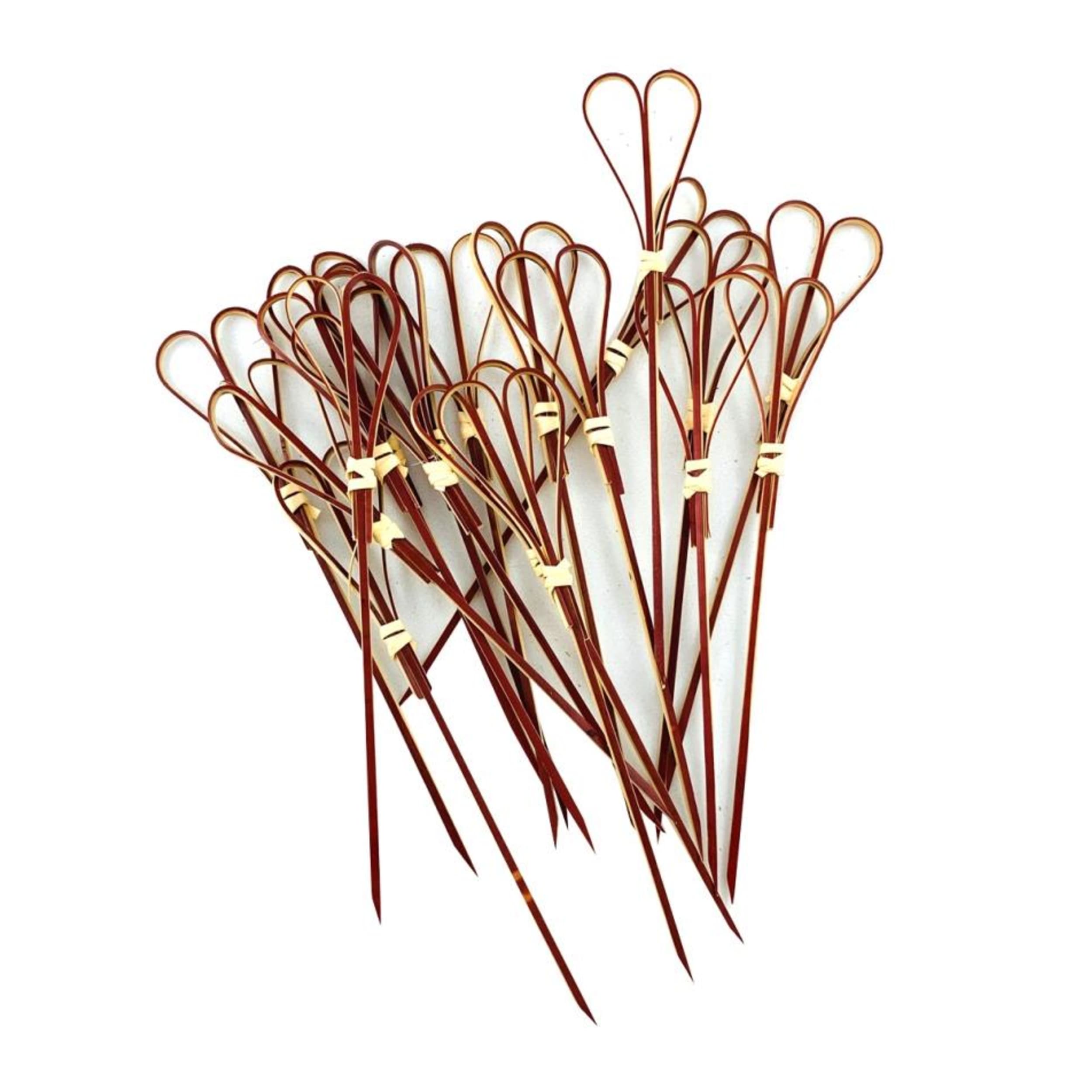 Eco Collection Bamboo Heart Pick Skewers 15cm Red (100 Pack)