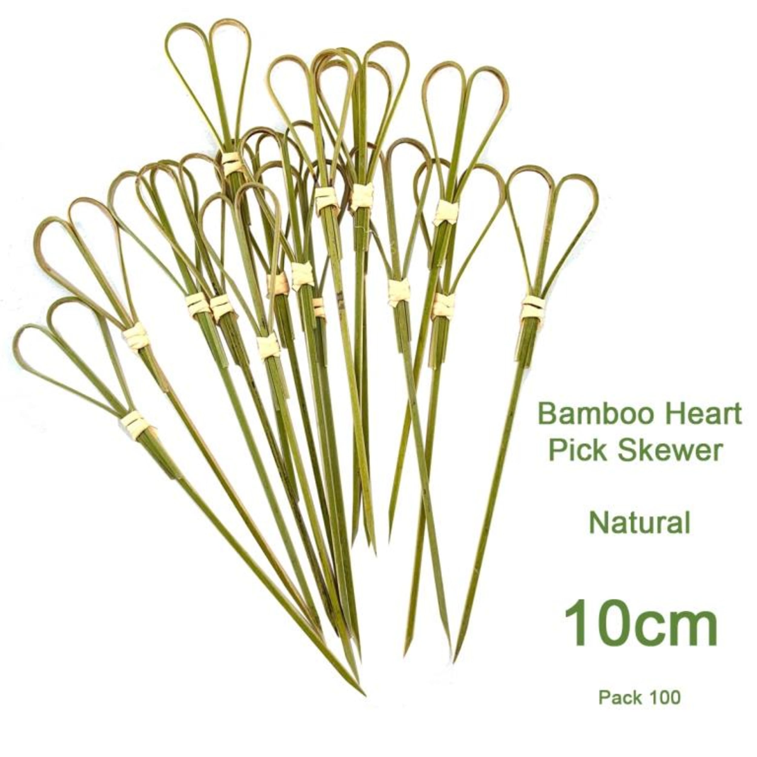 Eco Collection Bamboo Heart Pick Skewers 10cm Natural (100 Pack)