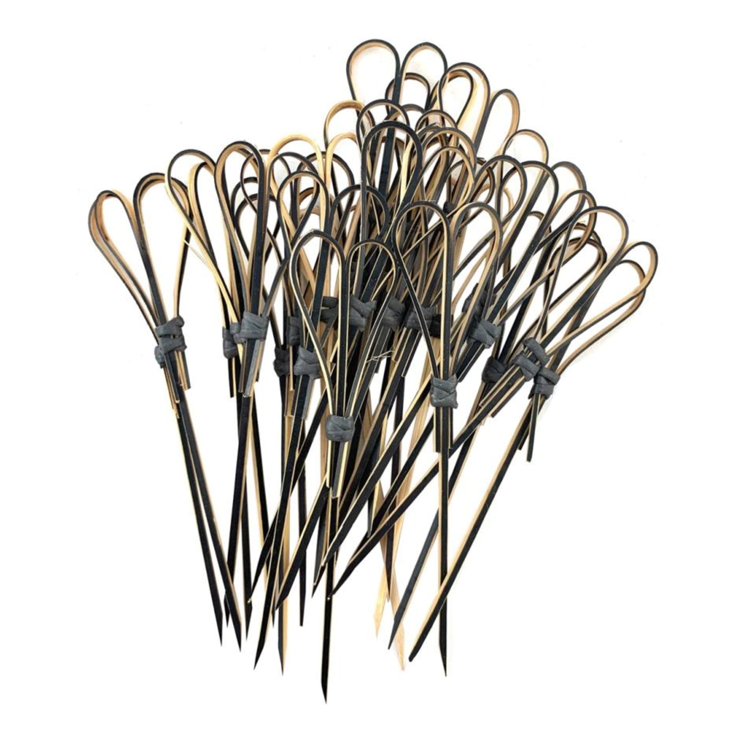 Eco Collection Bamboo Heart Pick Skewers 10cm Black (100 Pack)