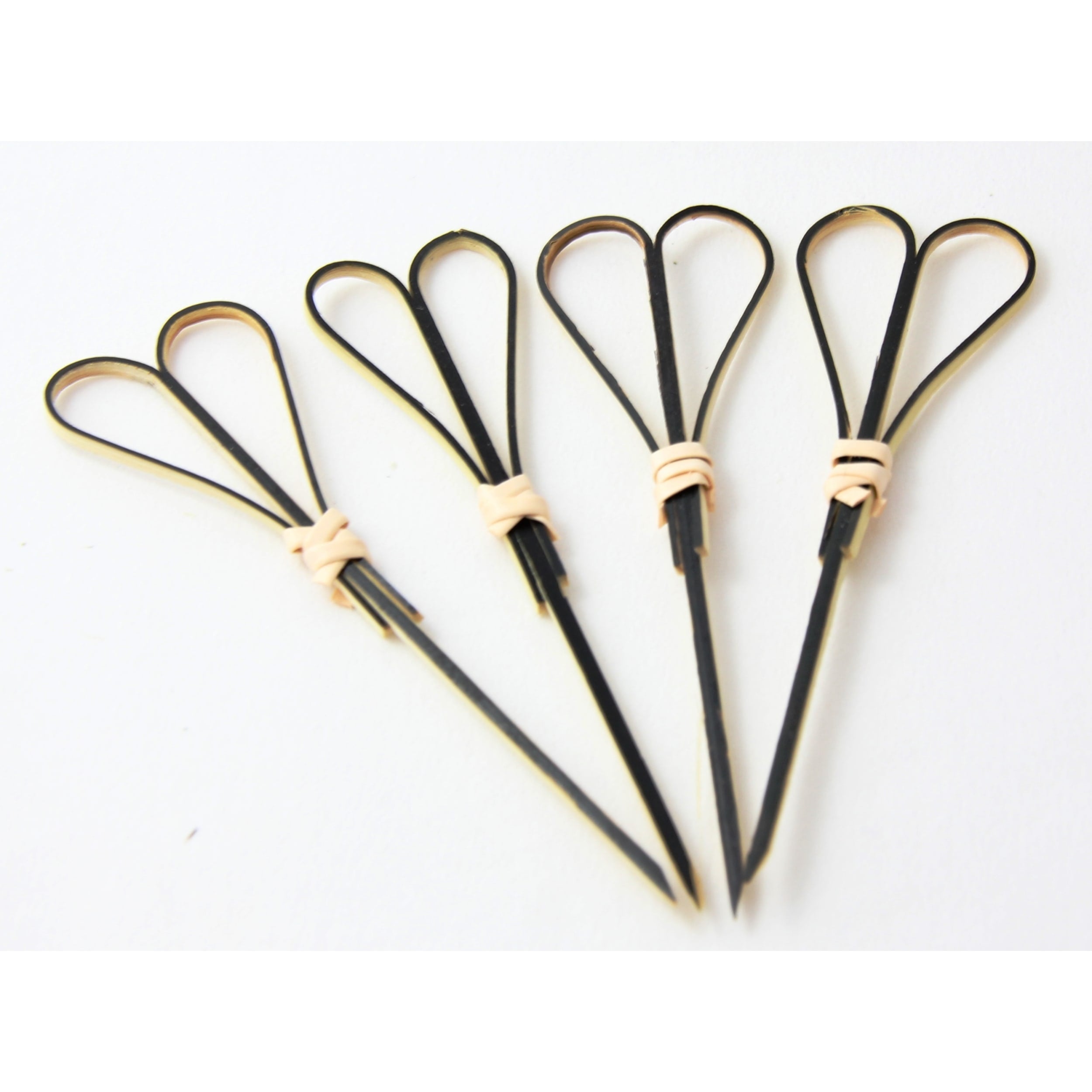 Eco Collection Bamboo Heart Pick Skewers 10cm Black (100 Pack)