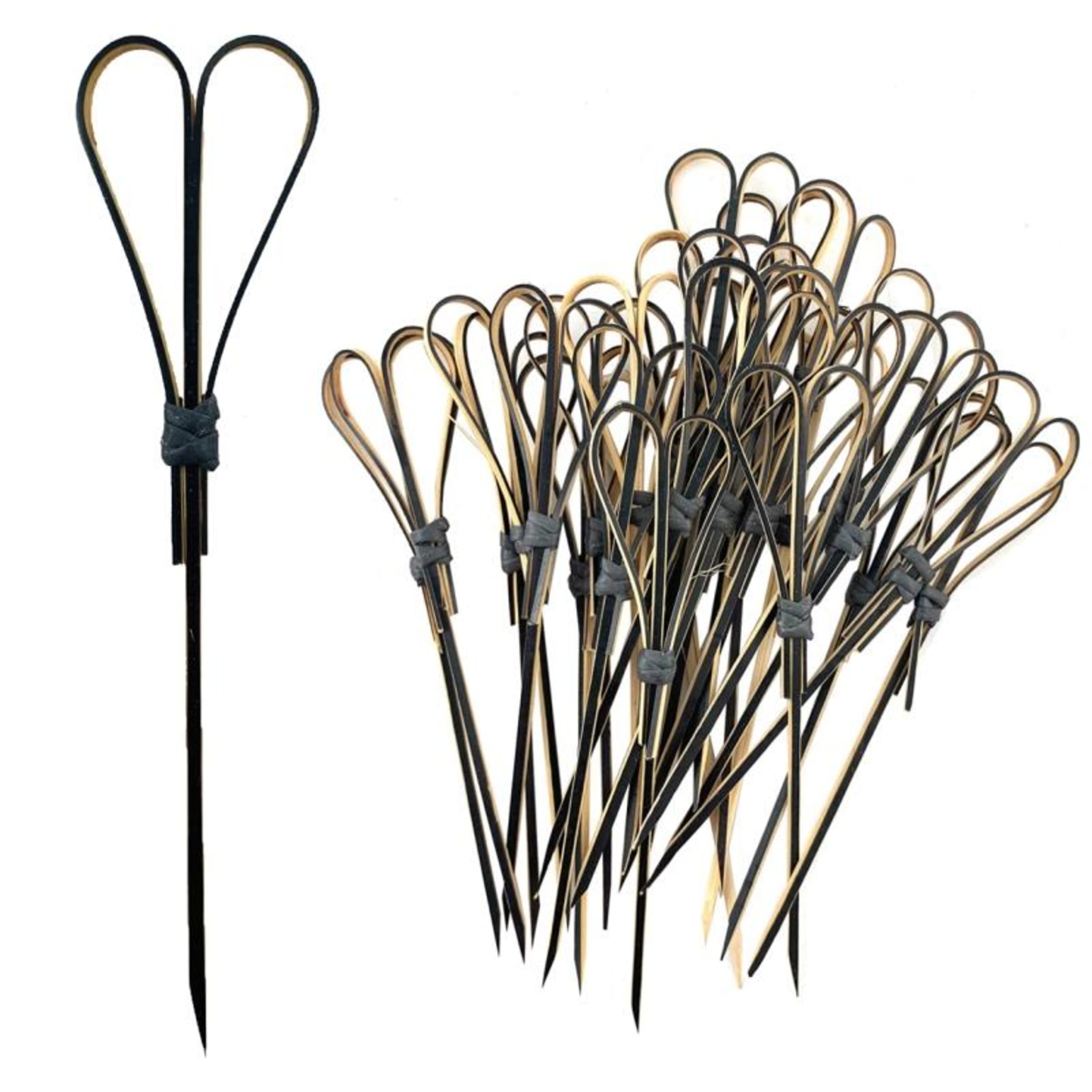 Eco Collection Bamboo Heart Pick Skewers 12cm Black (100 Pack)
