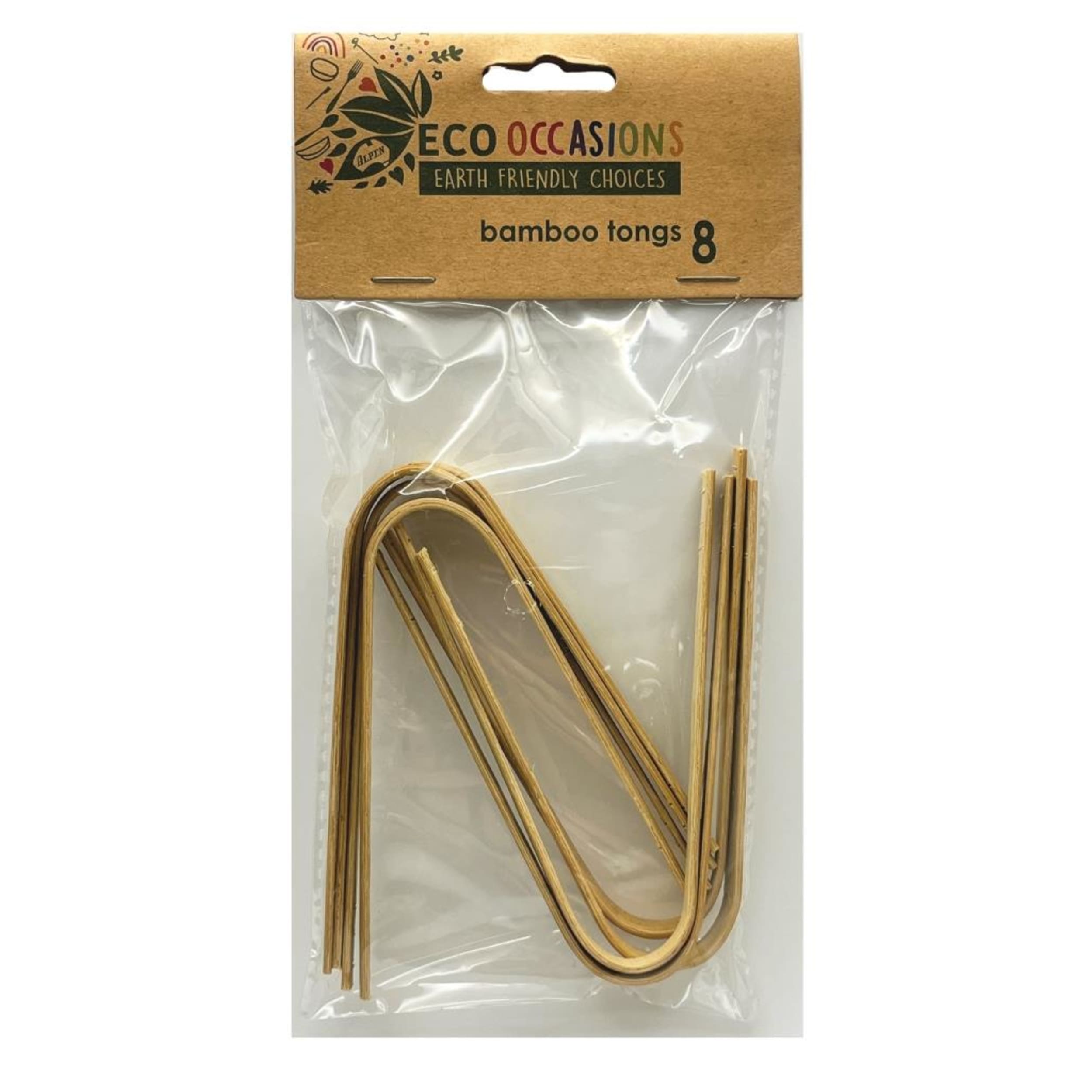 Eco Collection Bamboo Tongs 10cm (8 Pack)