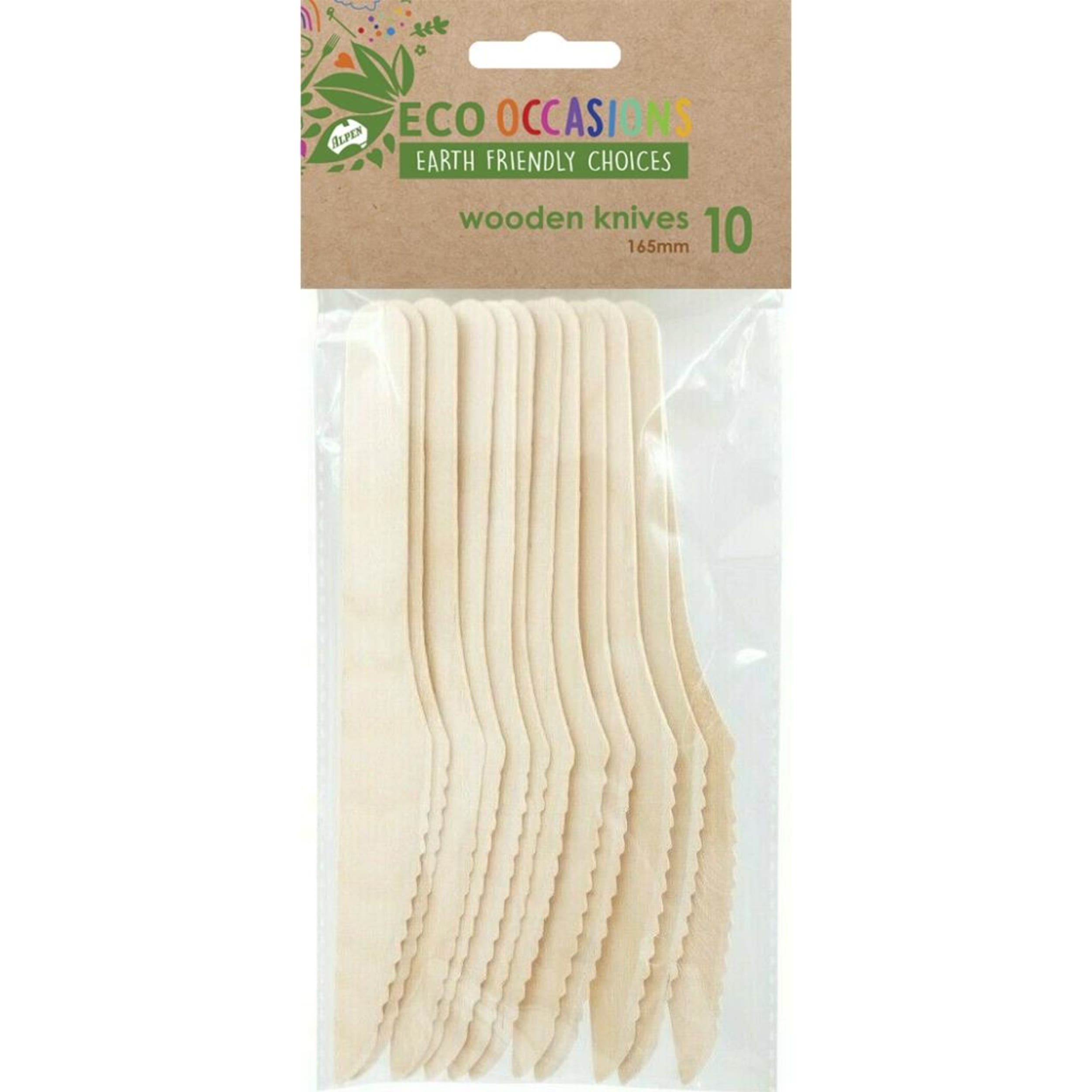 Eco Collection Wooden Knives 165mm x 10 (10 Pack)
