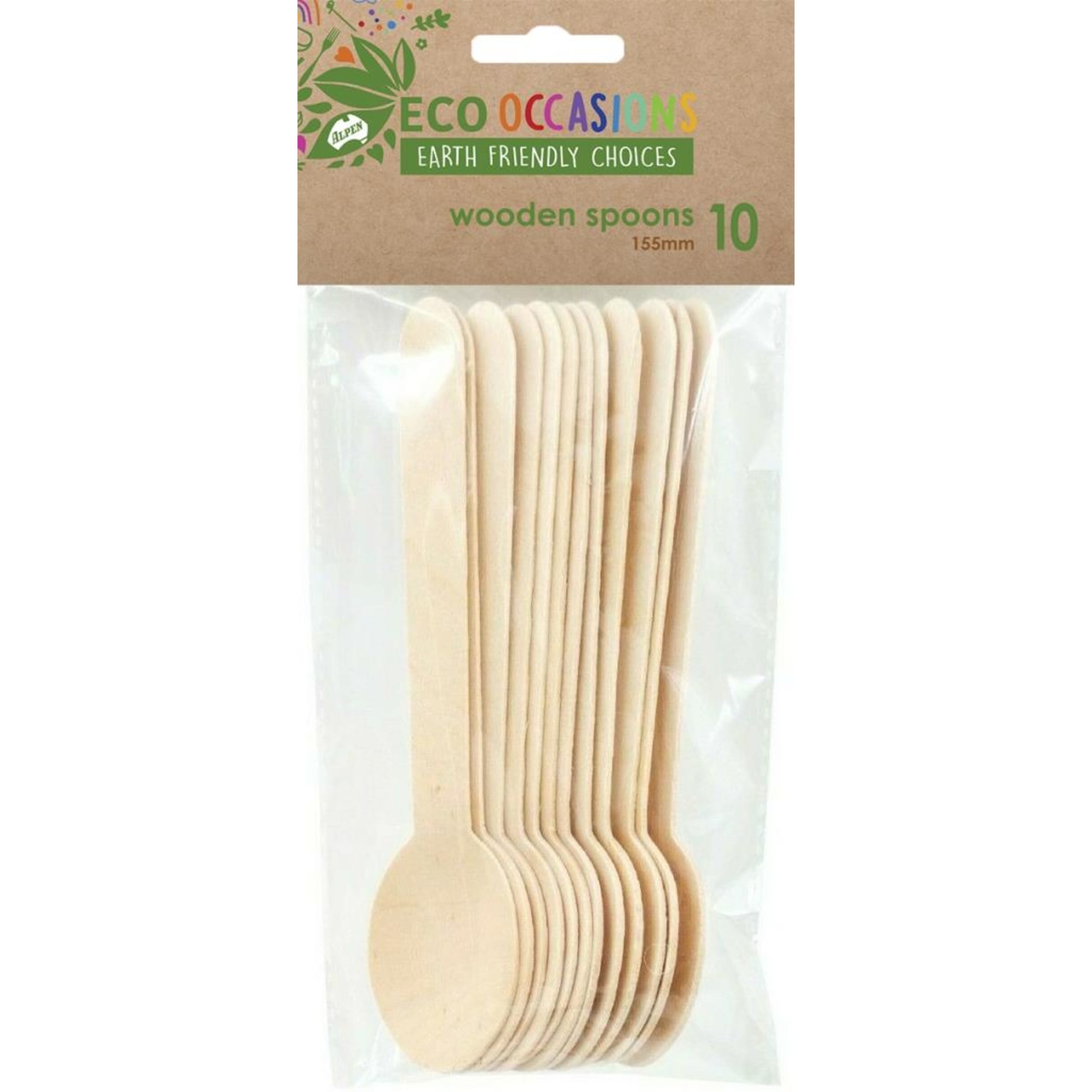 Eco Collection Wooden Spoons 155mm x 10 (10 Pack)