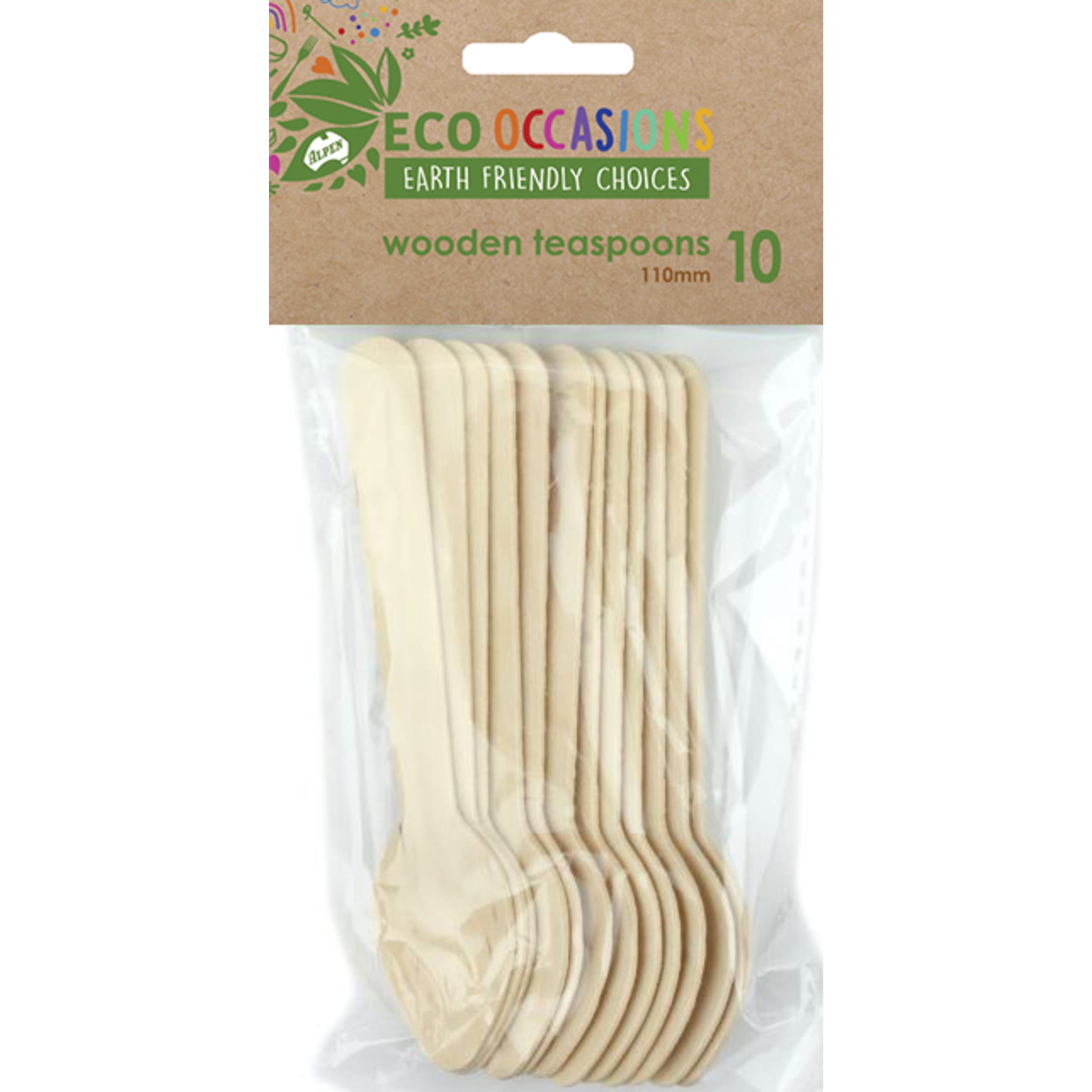 Eco Collection Wooden Teaspoons 110mm x 10 (10 Pack)