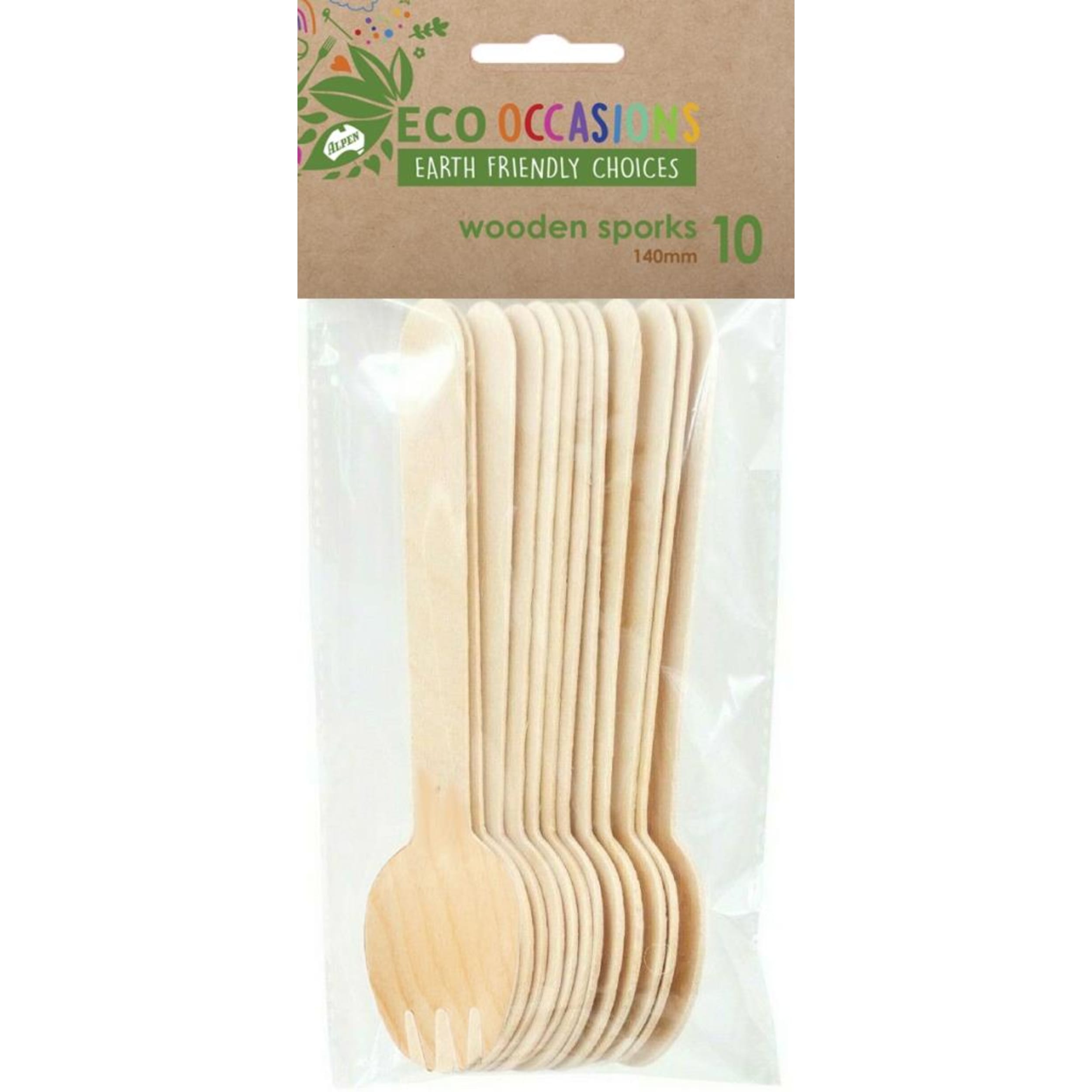 Eco Collection Wooden Sporks 110mm x 10 (10 Pack)