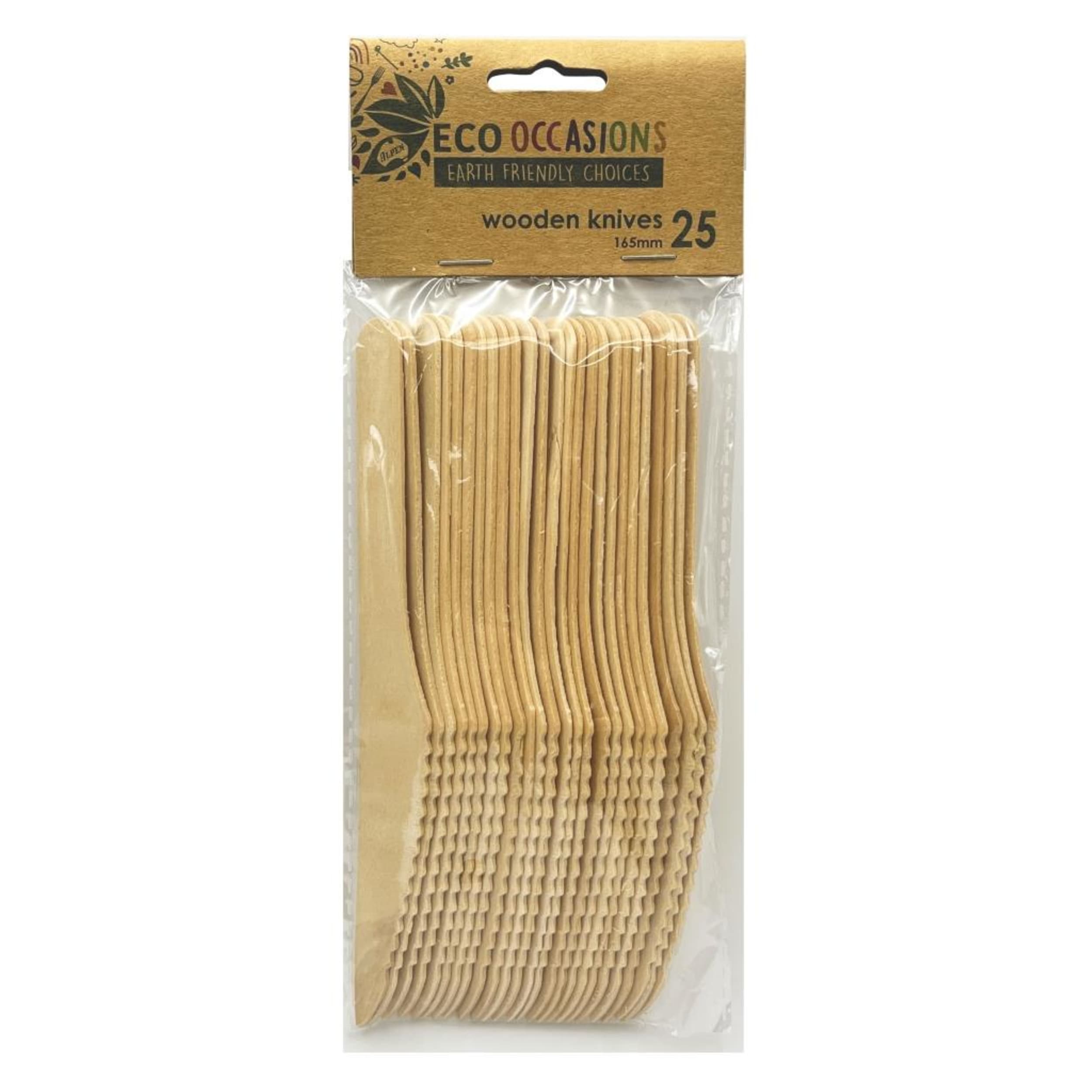 Eco Collection Wooden Knives 165mm (25 Pack)