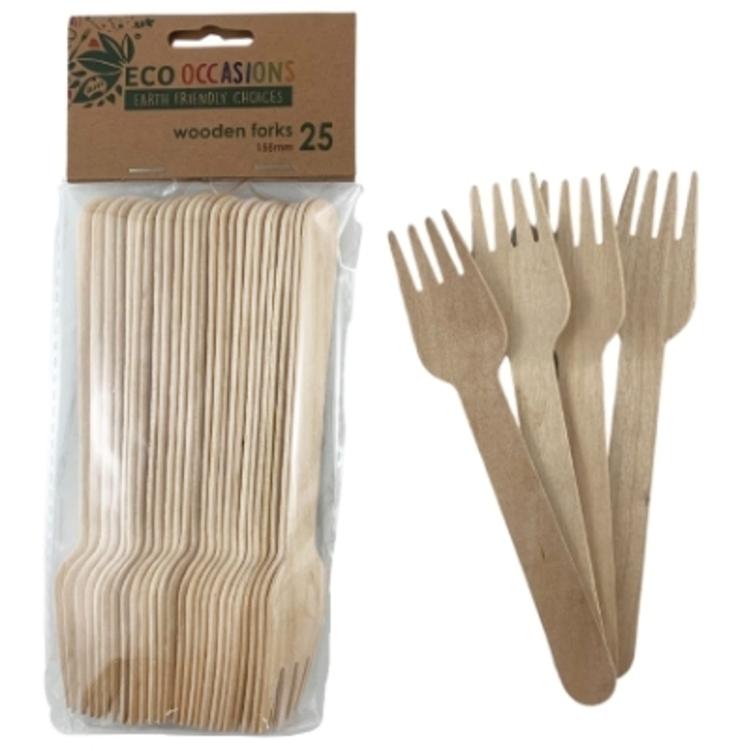 Eco Collection Wooden Forks 155mm (25 Pack)