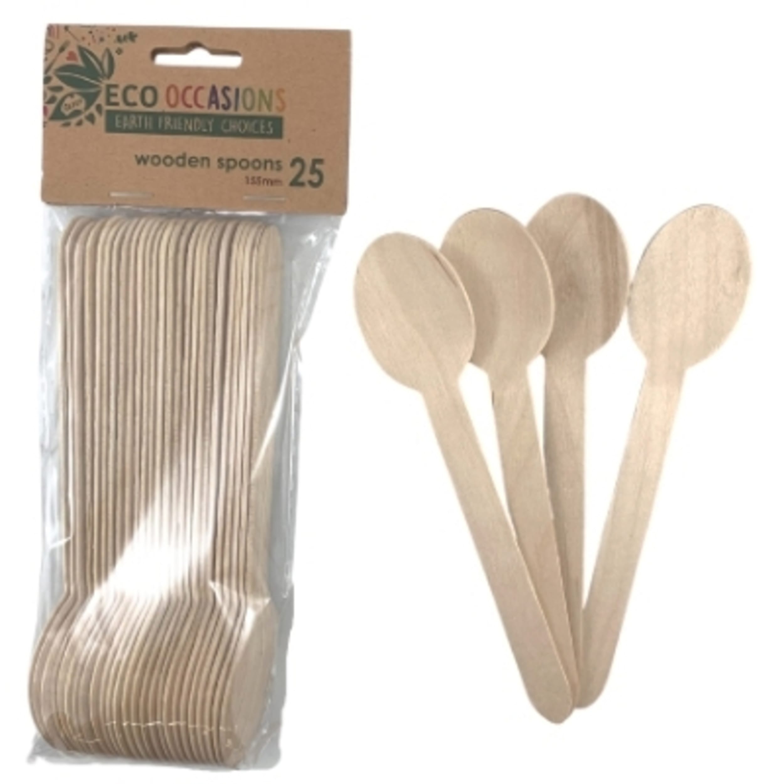 Eco Collection Wooden Spoons 155mm (25 Pack)