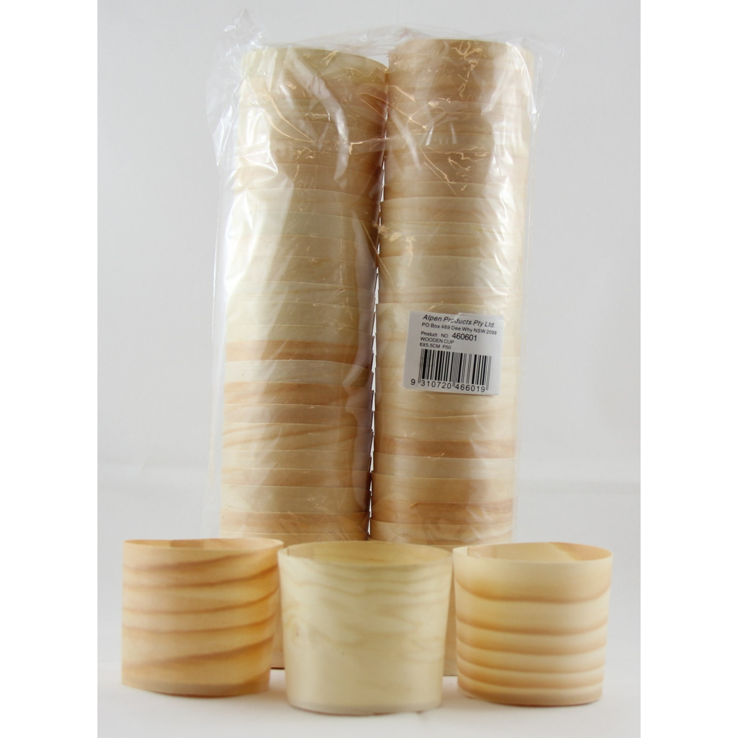 Eco Collection Wooden Cups 6x5.5cm (50 Pack)