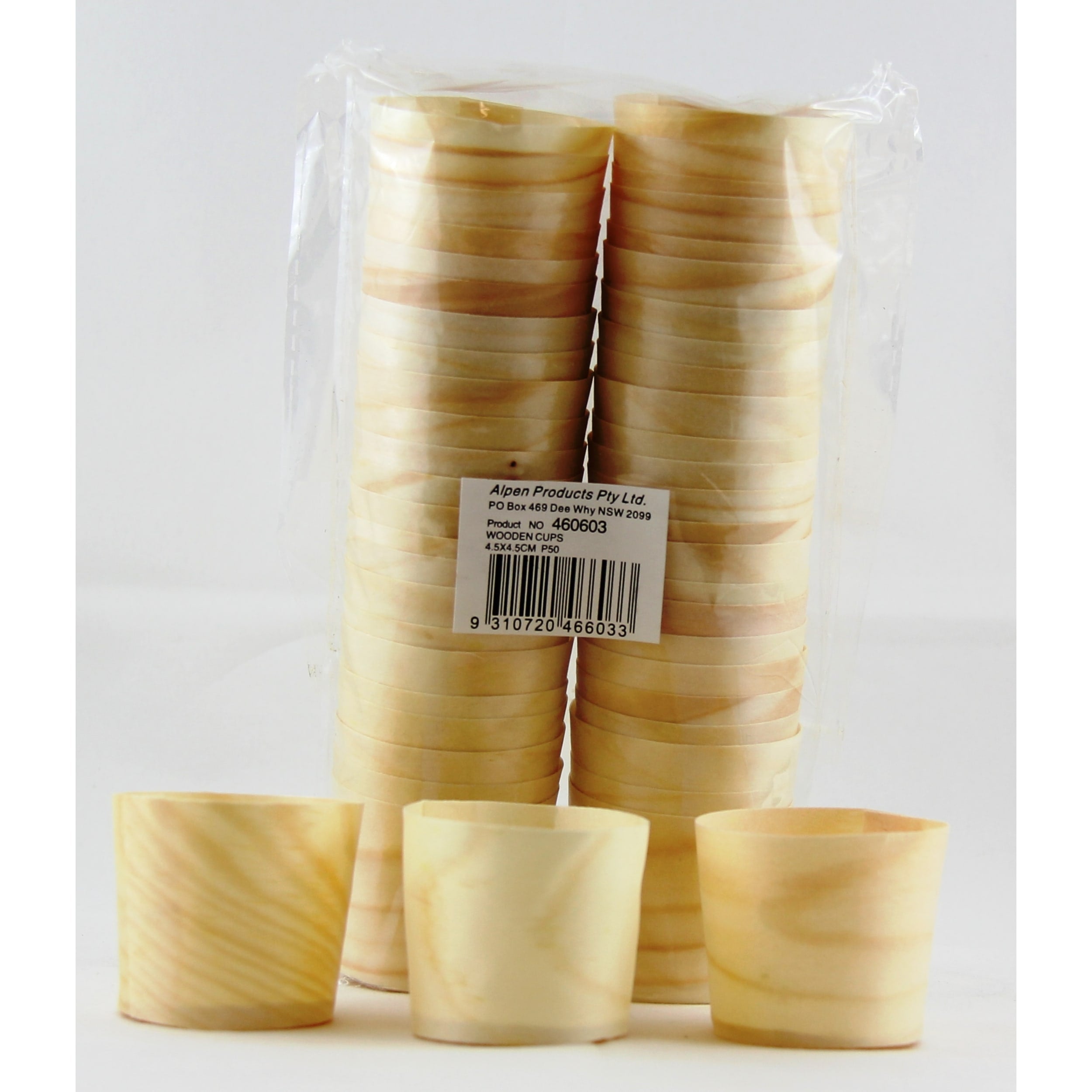 Eco Collection Wooden Cups 4.5x4.5cm (50 Pack)