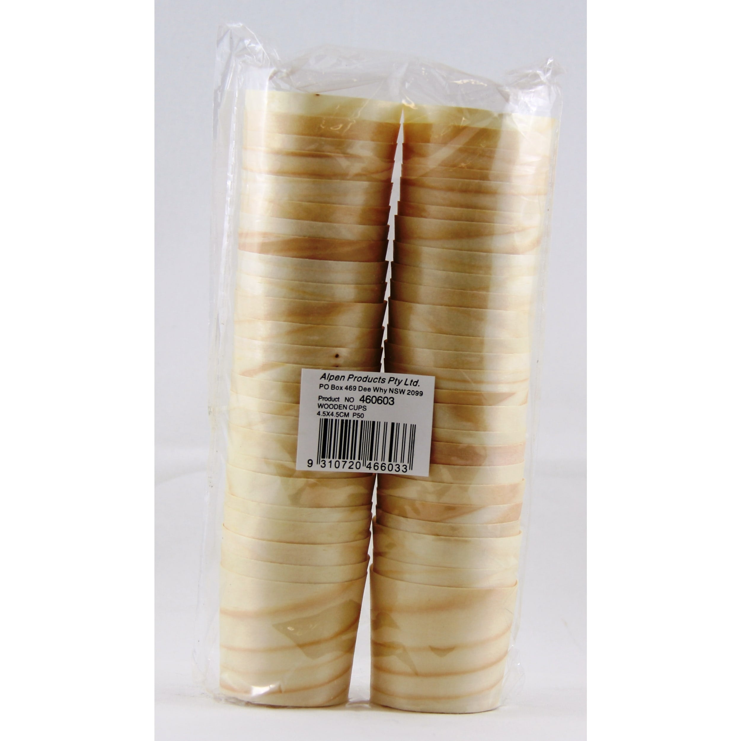 Eco Collection Wooden Cups 4.5x4.5cm (50 Pack)
