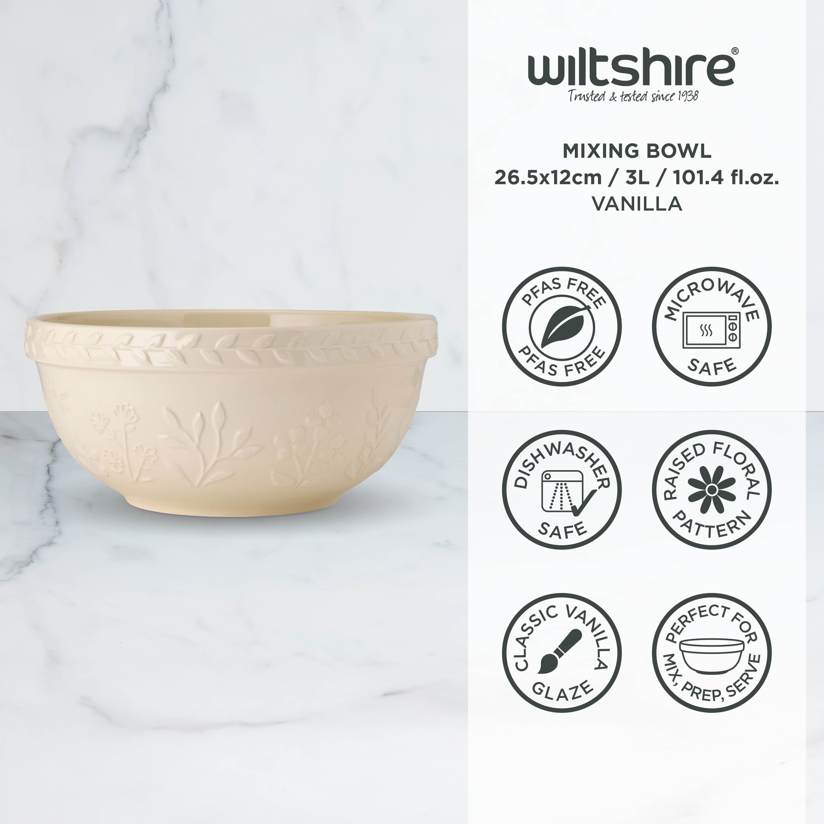 Wiltshire Baking Traditions Stoneware Mixing Bowl 3L (26.5cm)