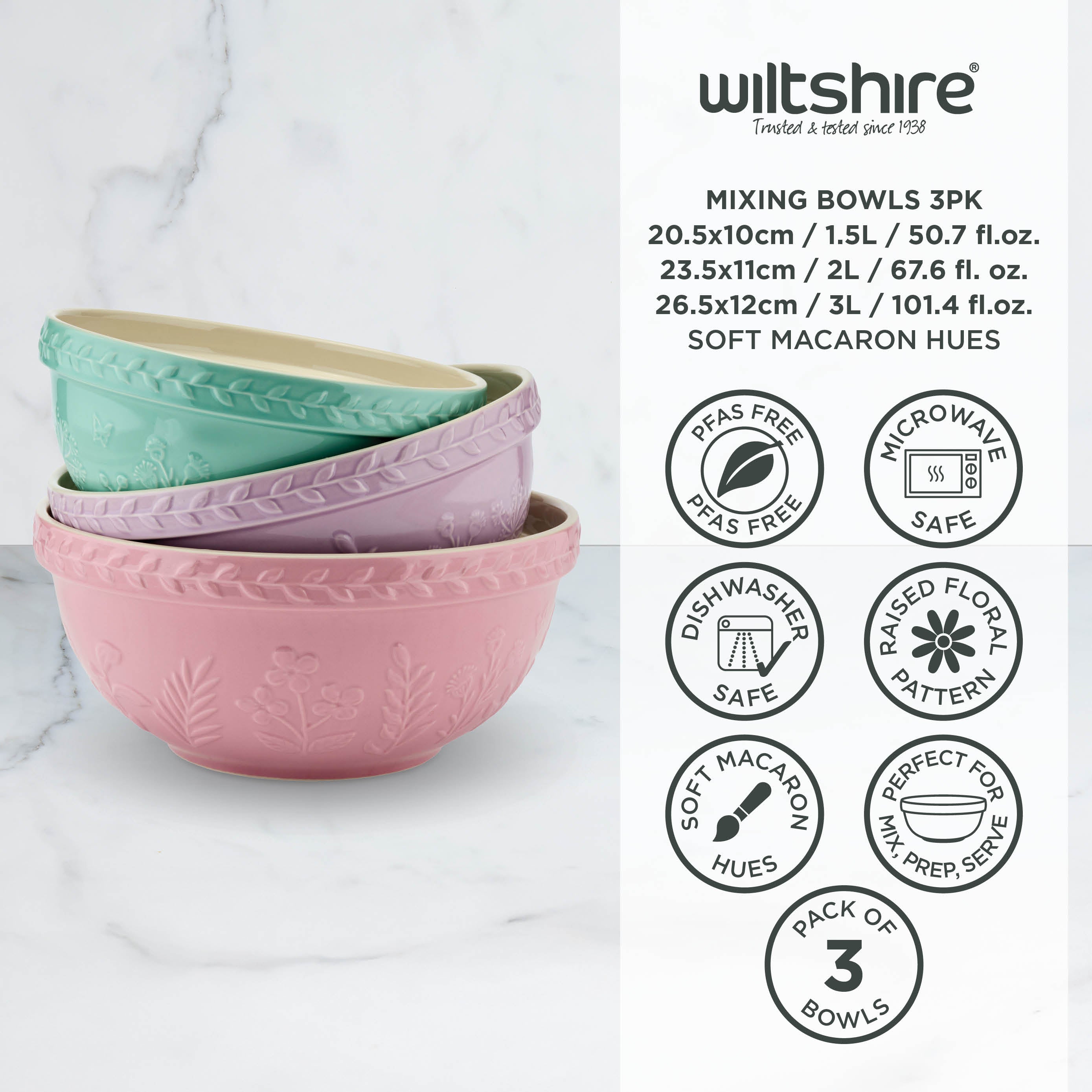 Wiltshire Baking Traditions Stoneware Mixing Bowls (Set of 3)