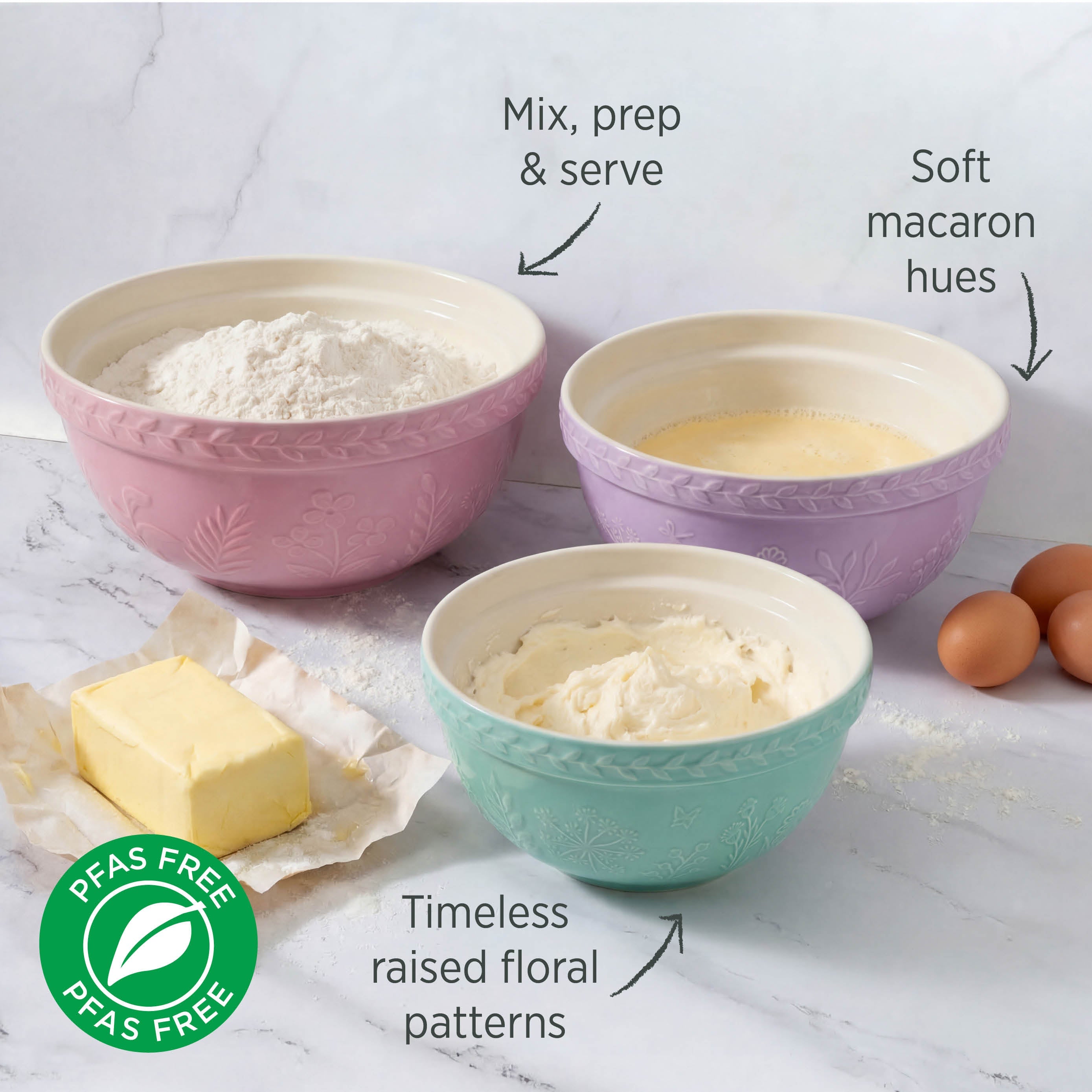 Wiltshire Baking Traditions Stoneware Mixing Bowls (Set of 3)