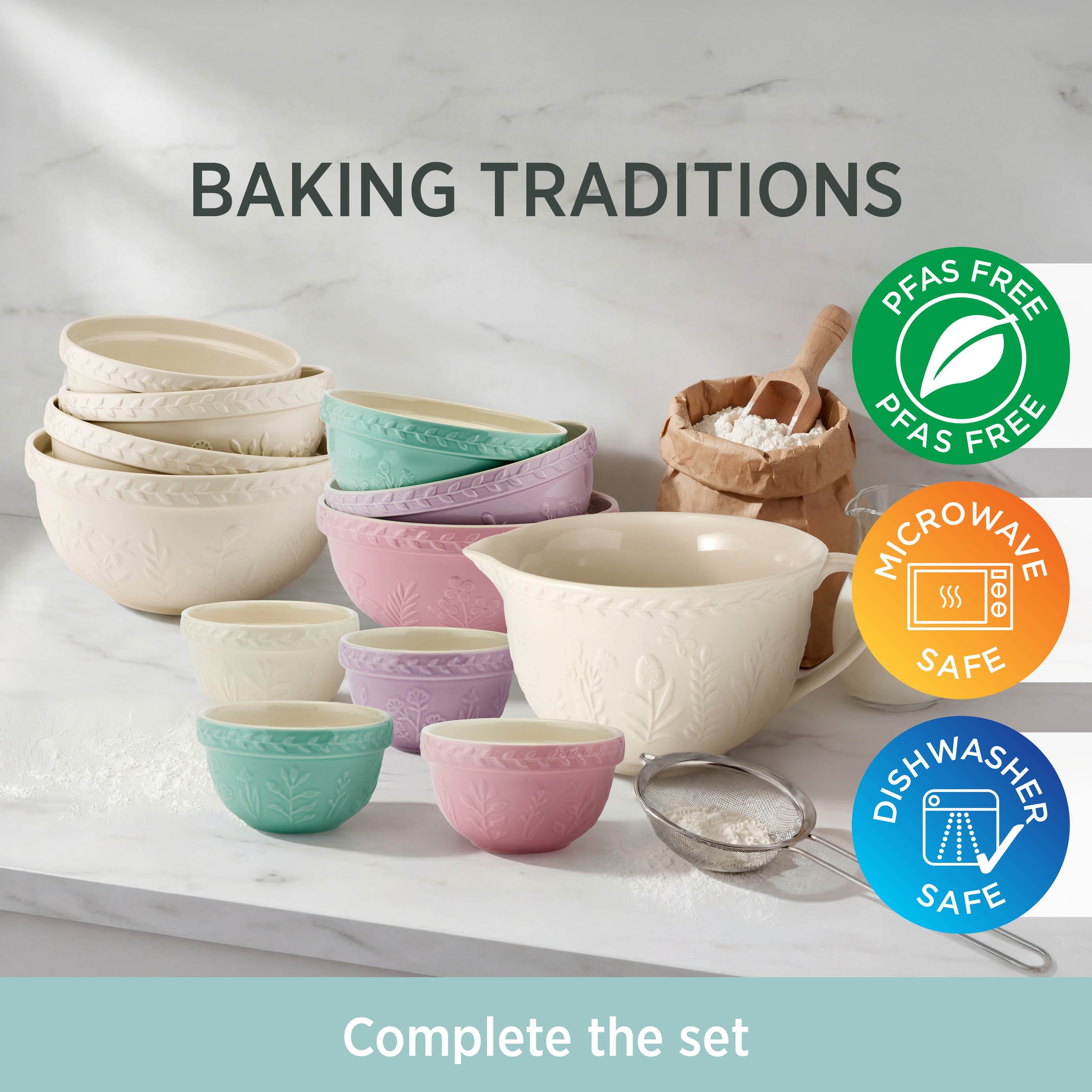 Wiltshire Baking Traditions Stoneware Mixing Bowls (Set of 3)