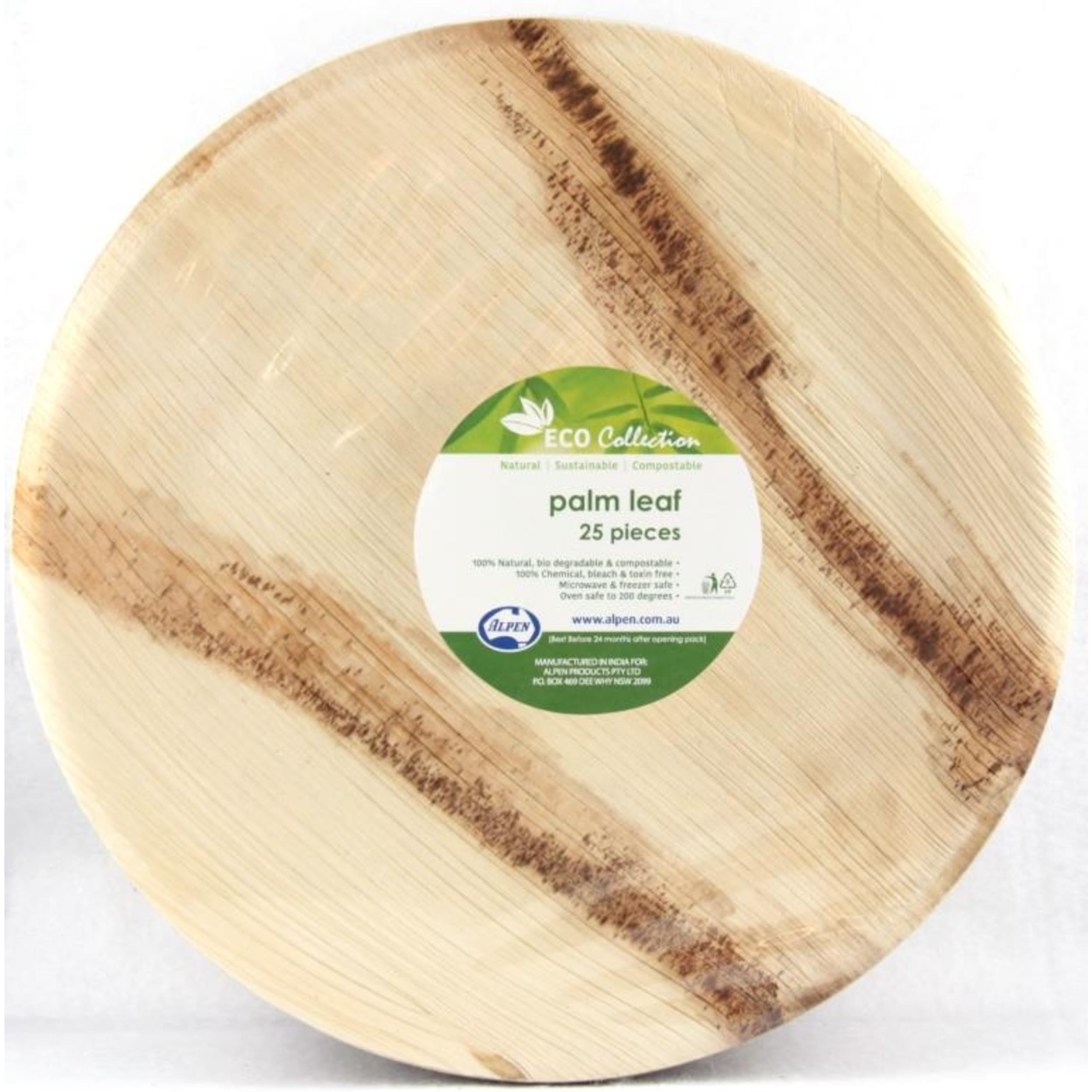 Eco Collection Palm Leaf Round Plate 10inch 250x25mm deep (25 Pack)