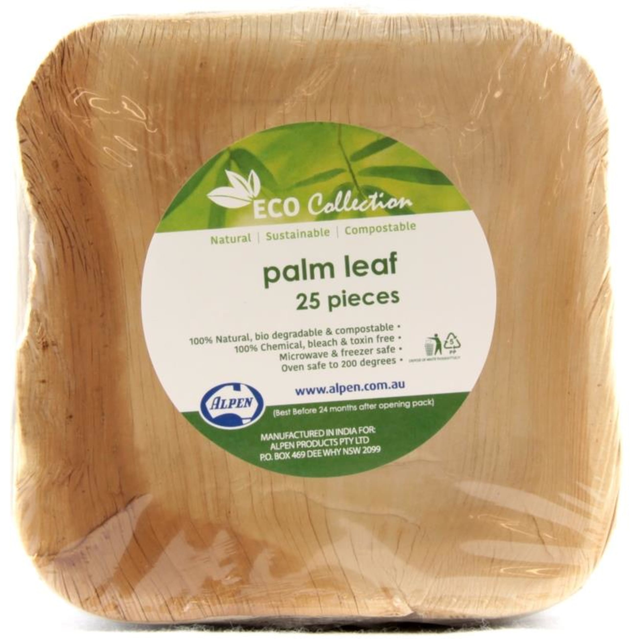 Eco Collection Palm Leaf Square Bowl 125x40mm deep (25 Pack)