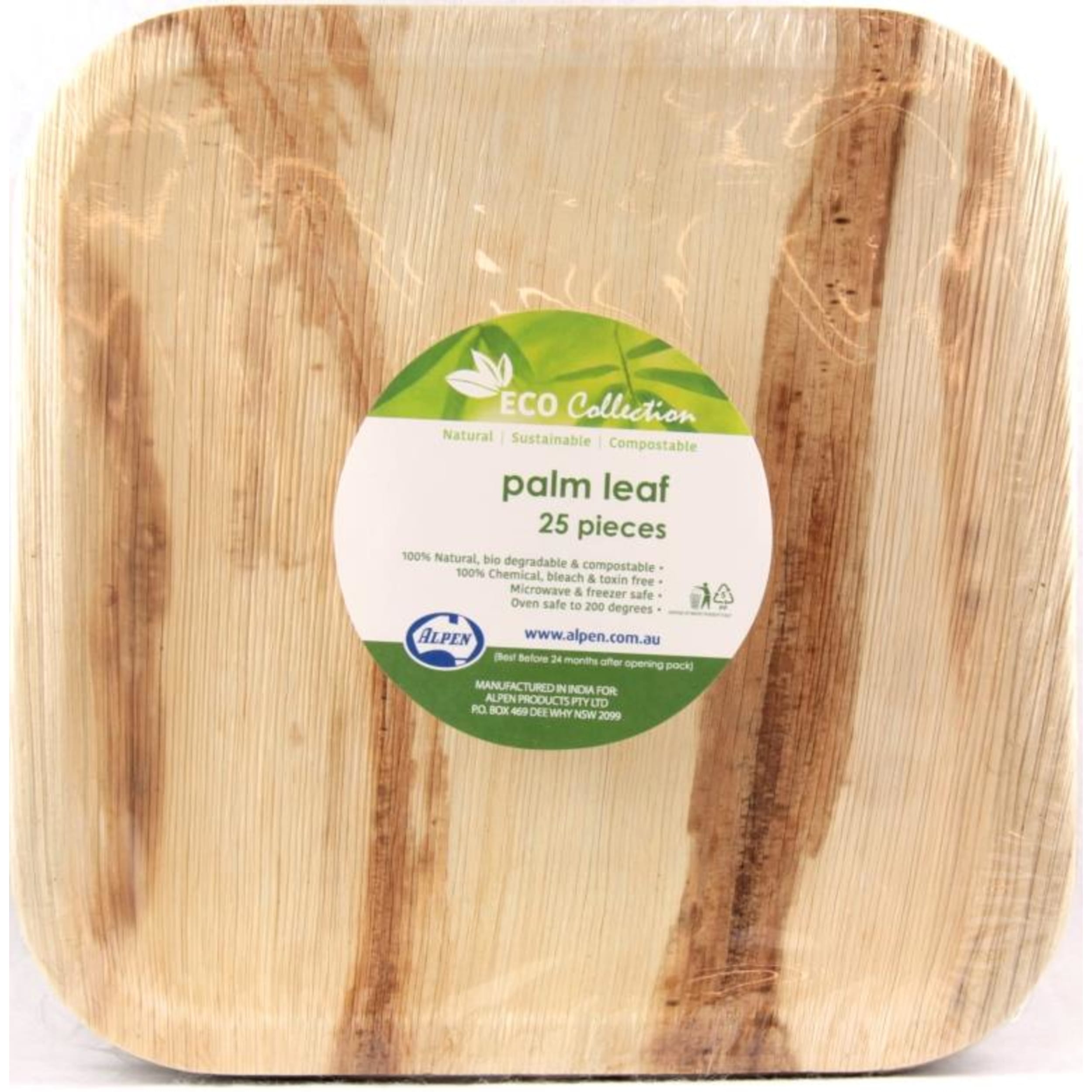 Eco Collection Palm Leaf Square Plate 8inch 200x10mm deep (25 Pack)