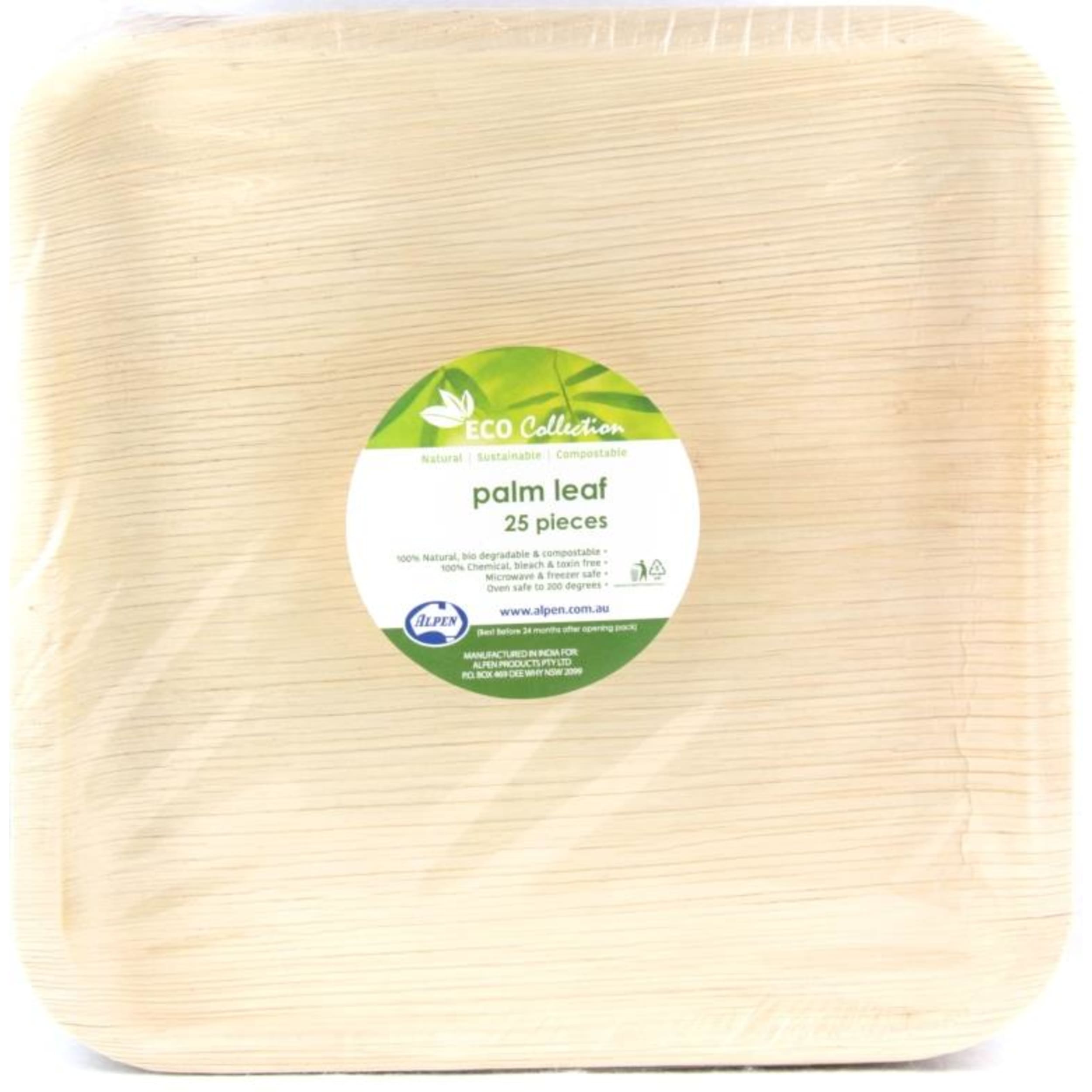Eco Collection Palm Leaf Square Plate 10inch 250x24mm deep (25 Pack)