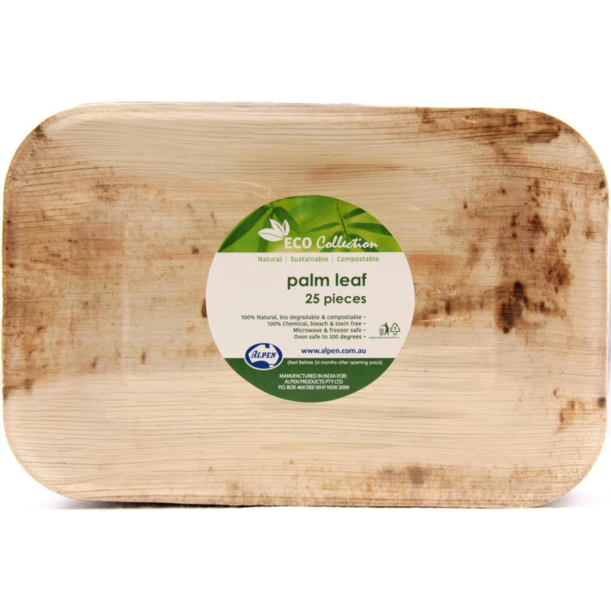 Eco Collection Palm Leaf Rectangle Plate 9x6.5inch 230x155x35mm (25 Pack)