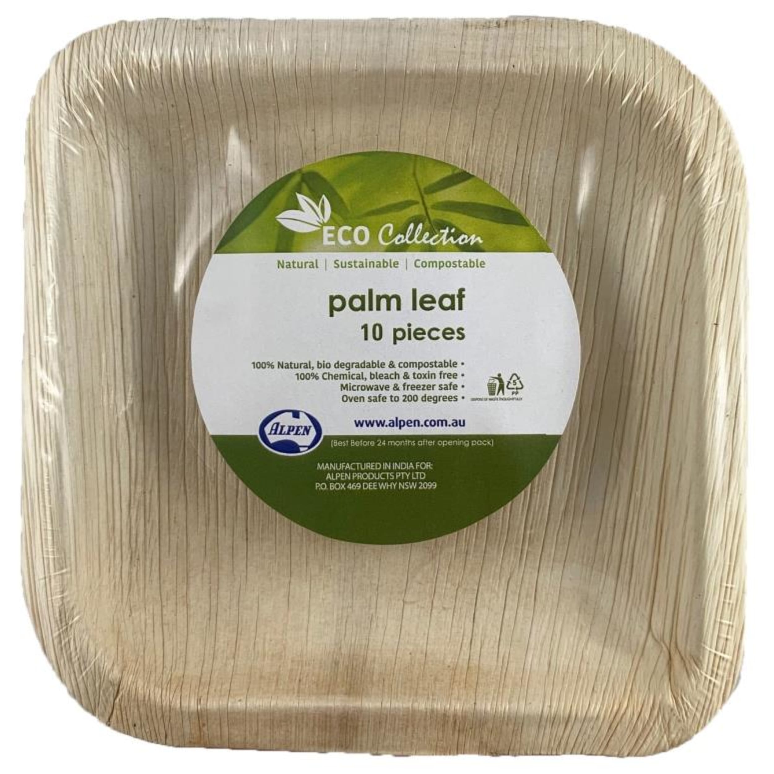 Eco Collection Palm Leaf Square Plate 6inch 150x20mm deep (10 Pack)
