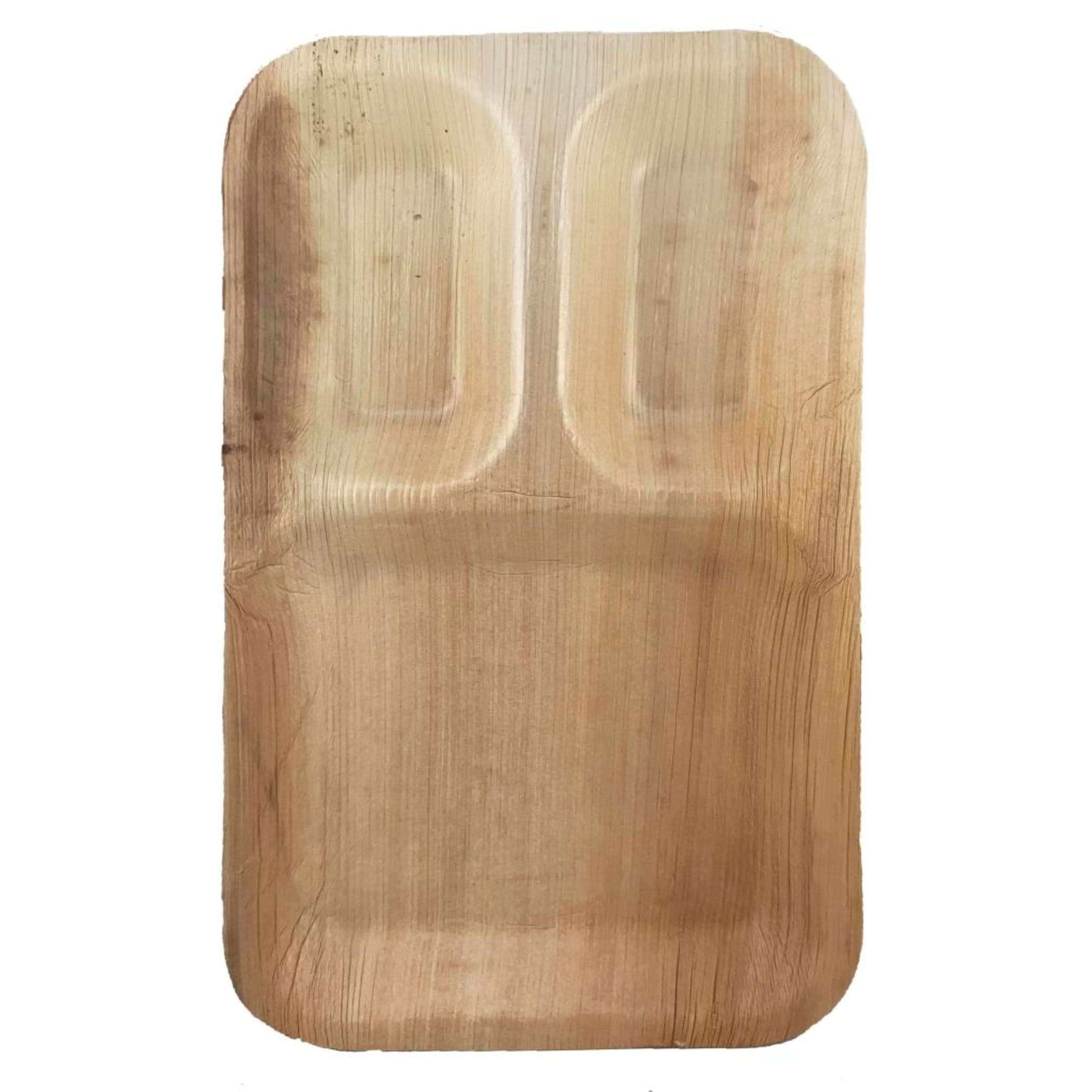 Eco Collection Palm Leaf 3 Sect Rectangle Plate 11x7inch 280x180 (10 Pack)