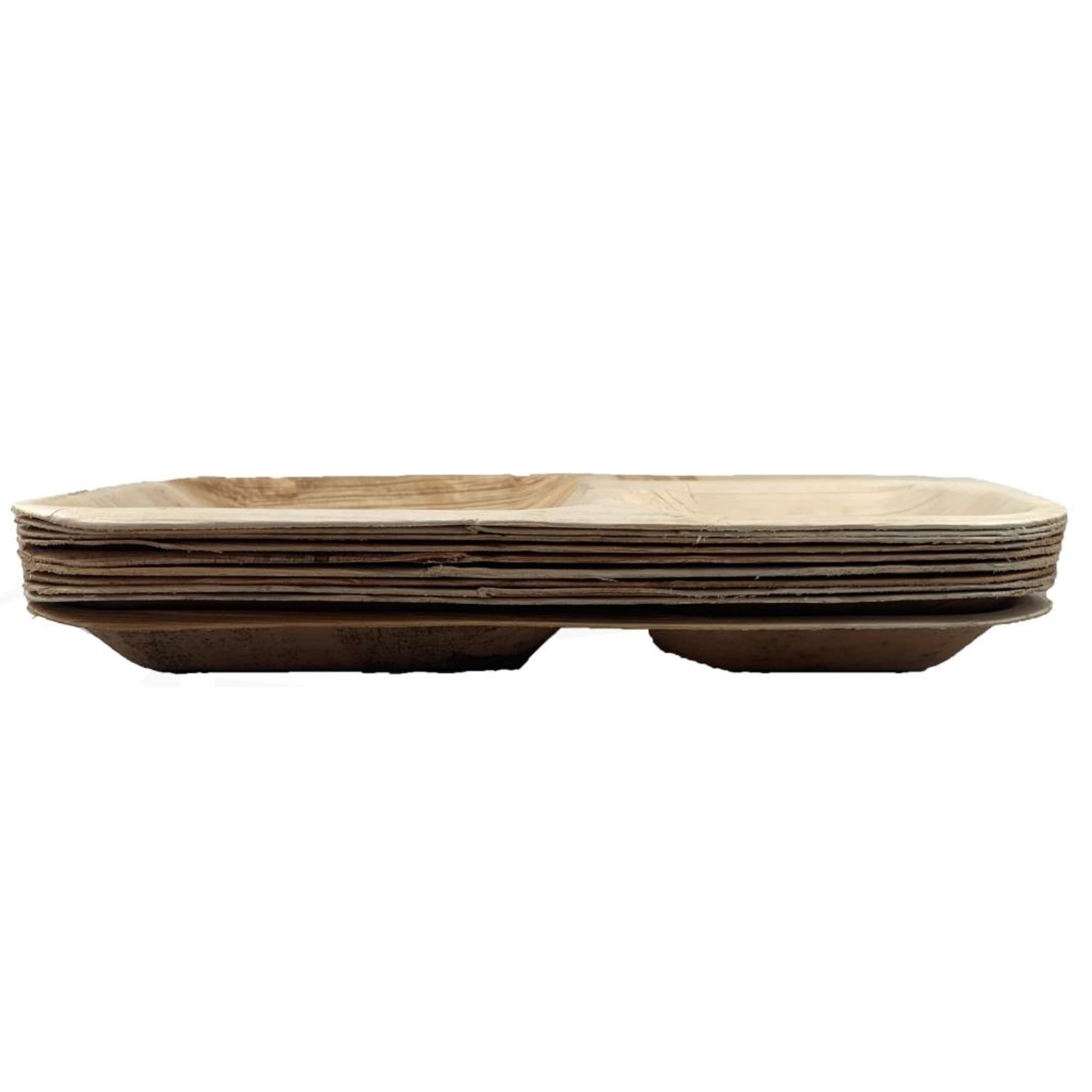 Eco Collection Palm Leaf 3 Sect Rectangle Plate 11x7inch 280x180 (10 Pack)