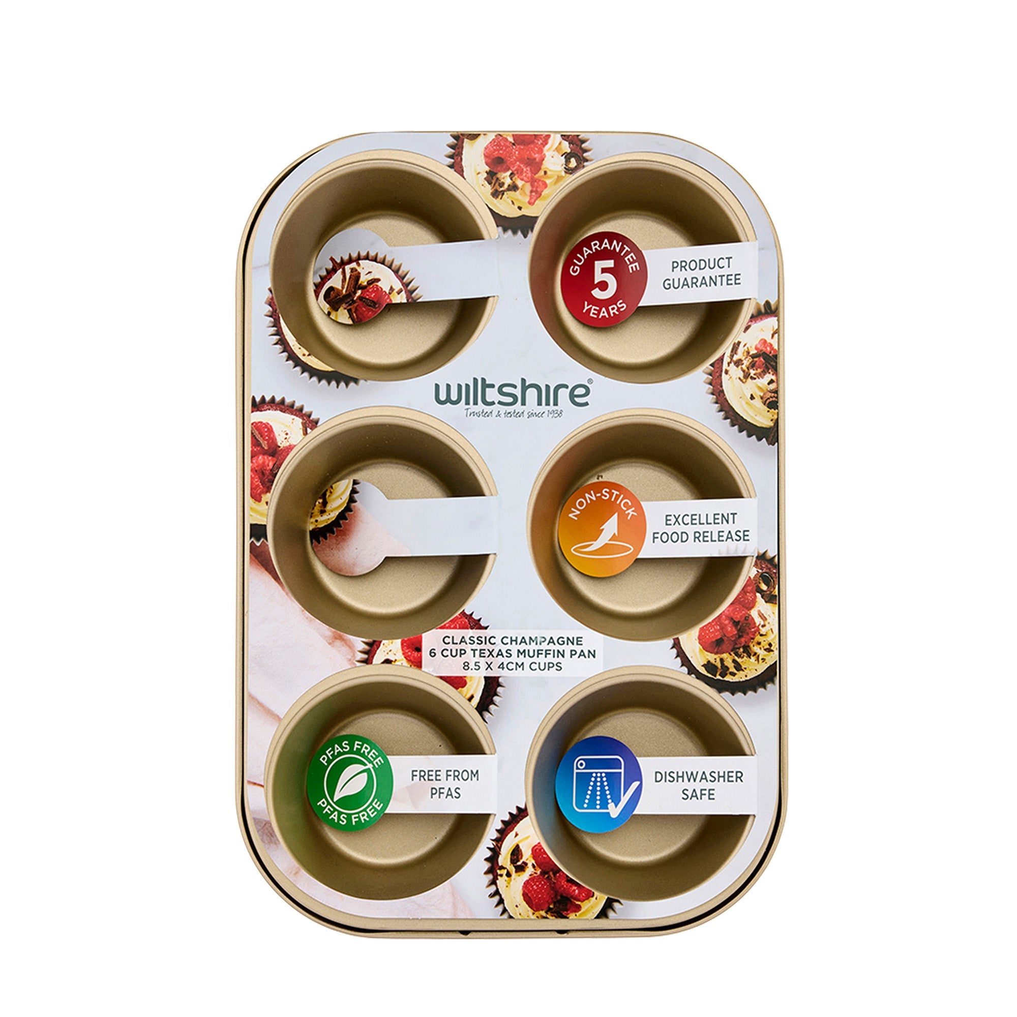 Wiltshire Champagne Gold Texas Muffin Pan 6 Cup