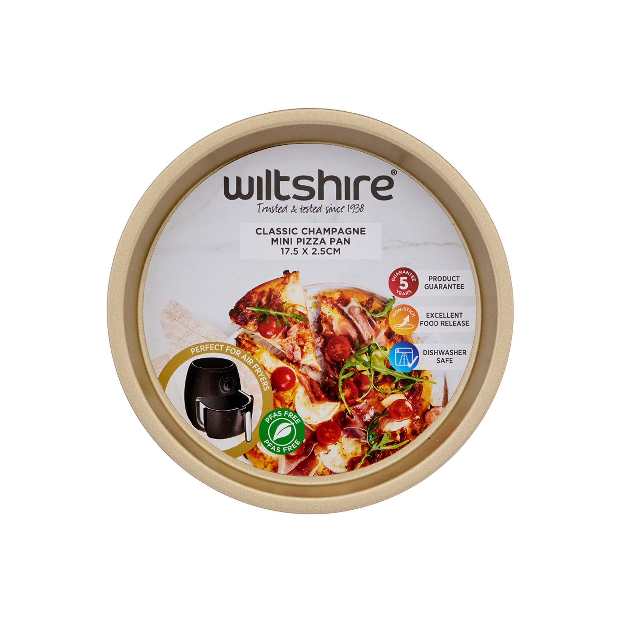 Wiltshire Champagne Gold Mini Pizza Pan 17.5cm - Airfryer or Oven