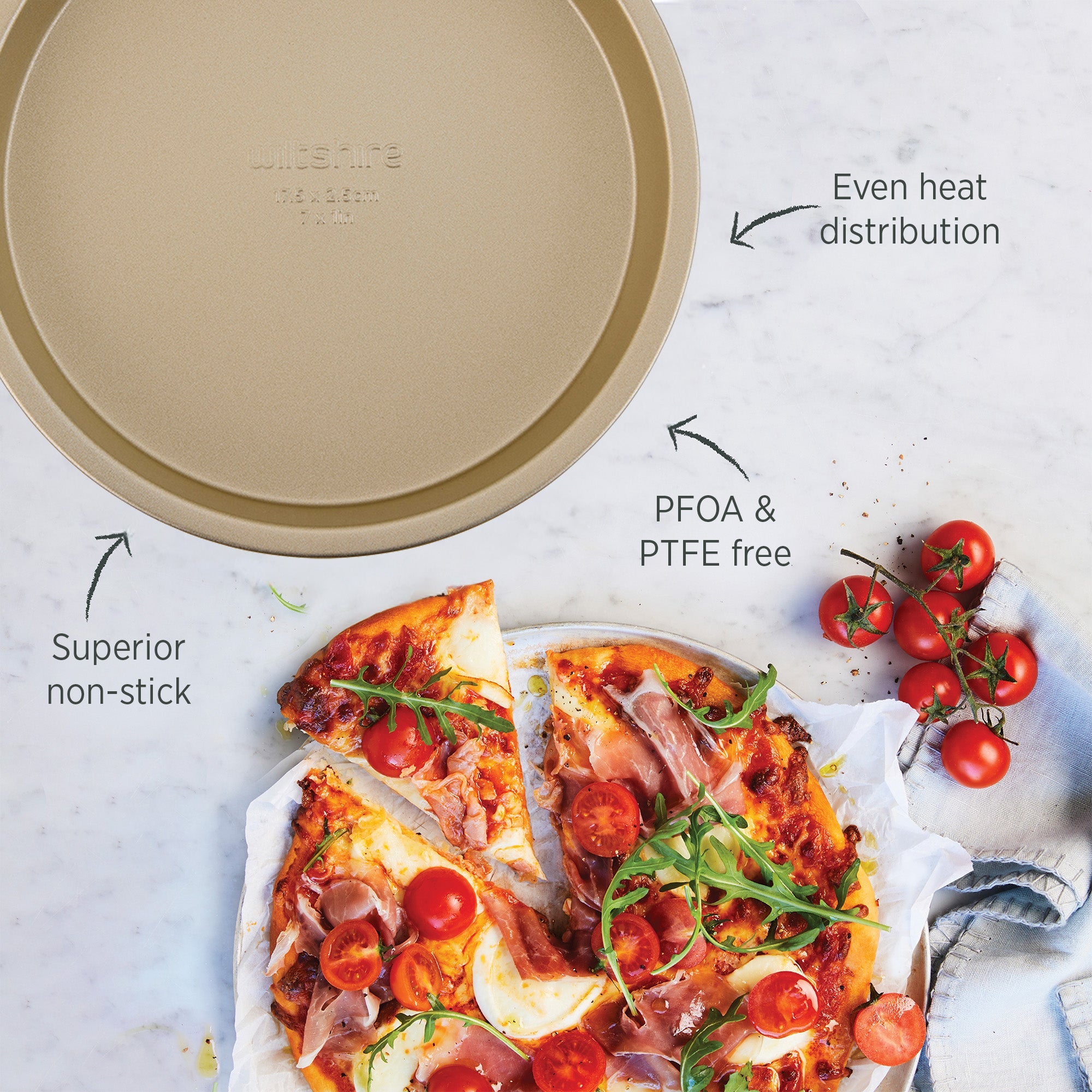 Wiltshire Champagne Gold Mini Pizza Pan 17.5cm - Airfryer or Oven