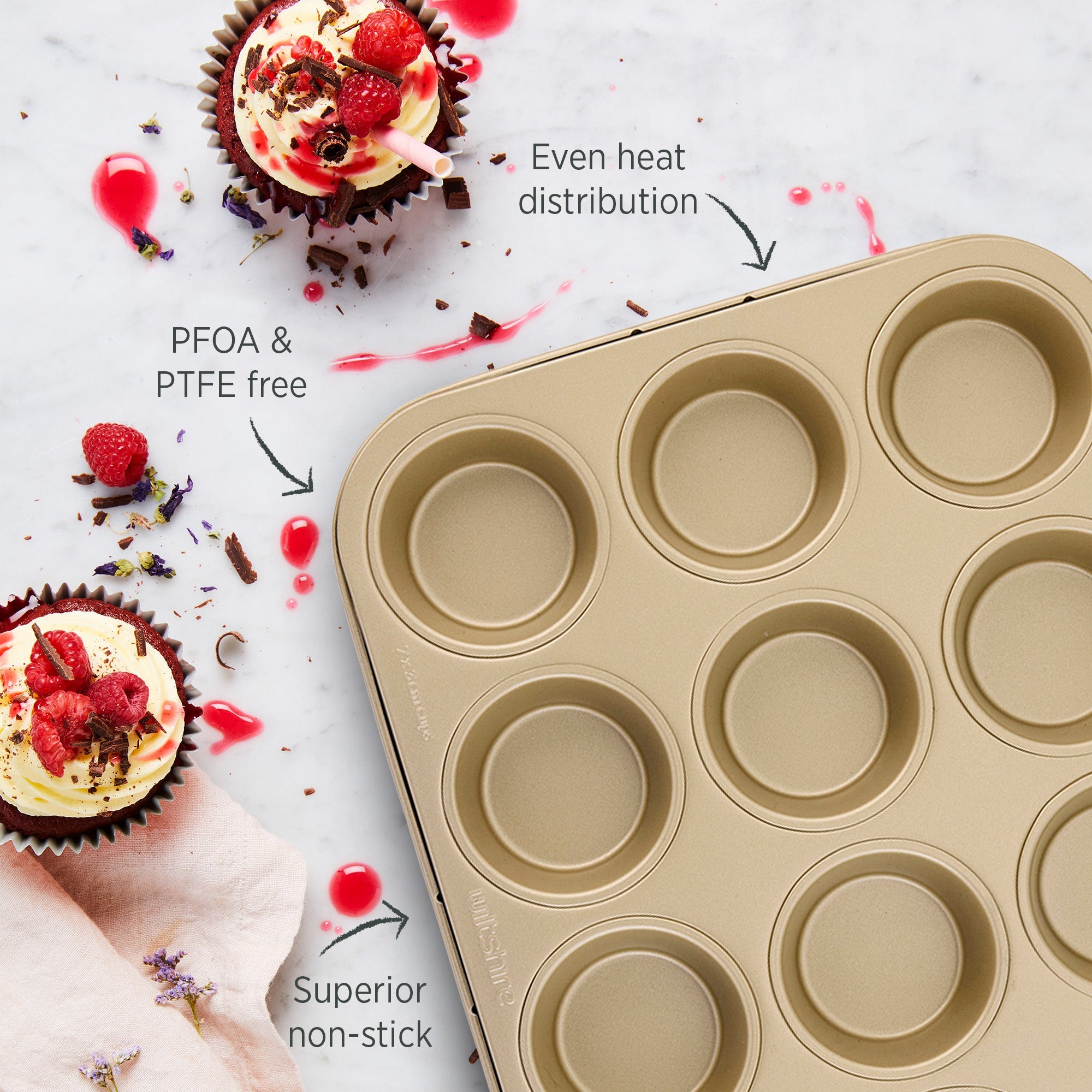 Wiltshire Champagne Gold Muffin Pan 12 Cup