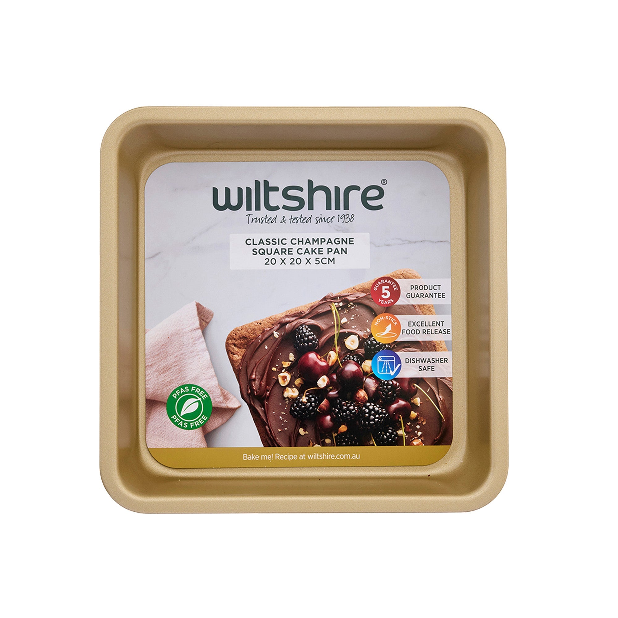 Wiltshire Champagne Gold Square Cake Pan 20cm