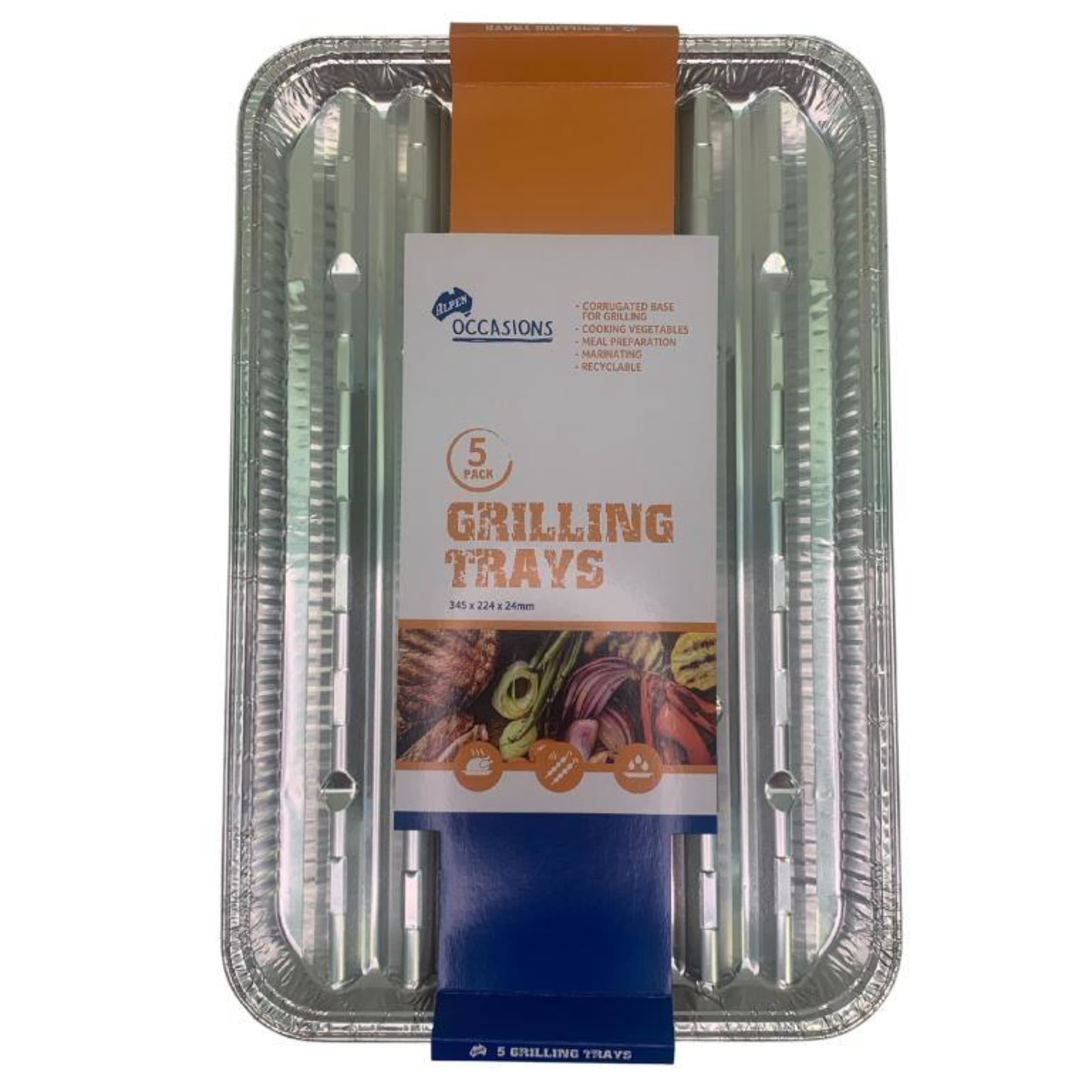 Catering Collection Foil Grilling Tray 345x224x24mm (5 Pack)