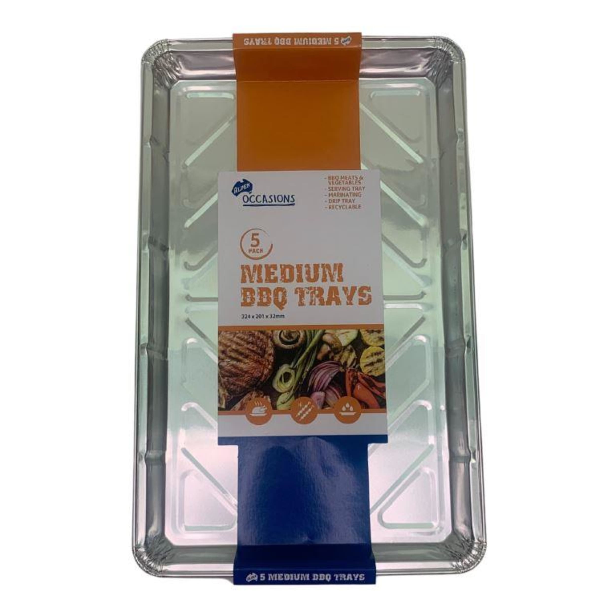 Catering Collection Medium BBQ Foil Tray 324x201x32mm (5 Pack)