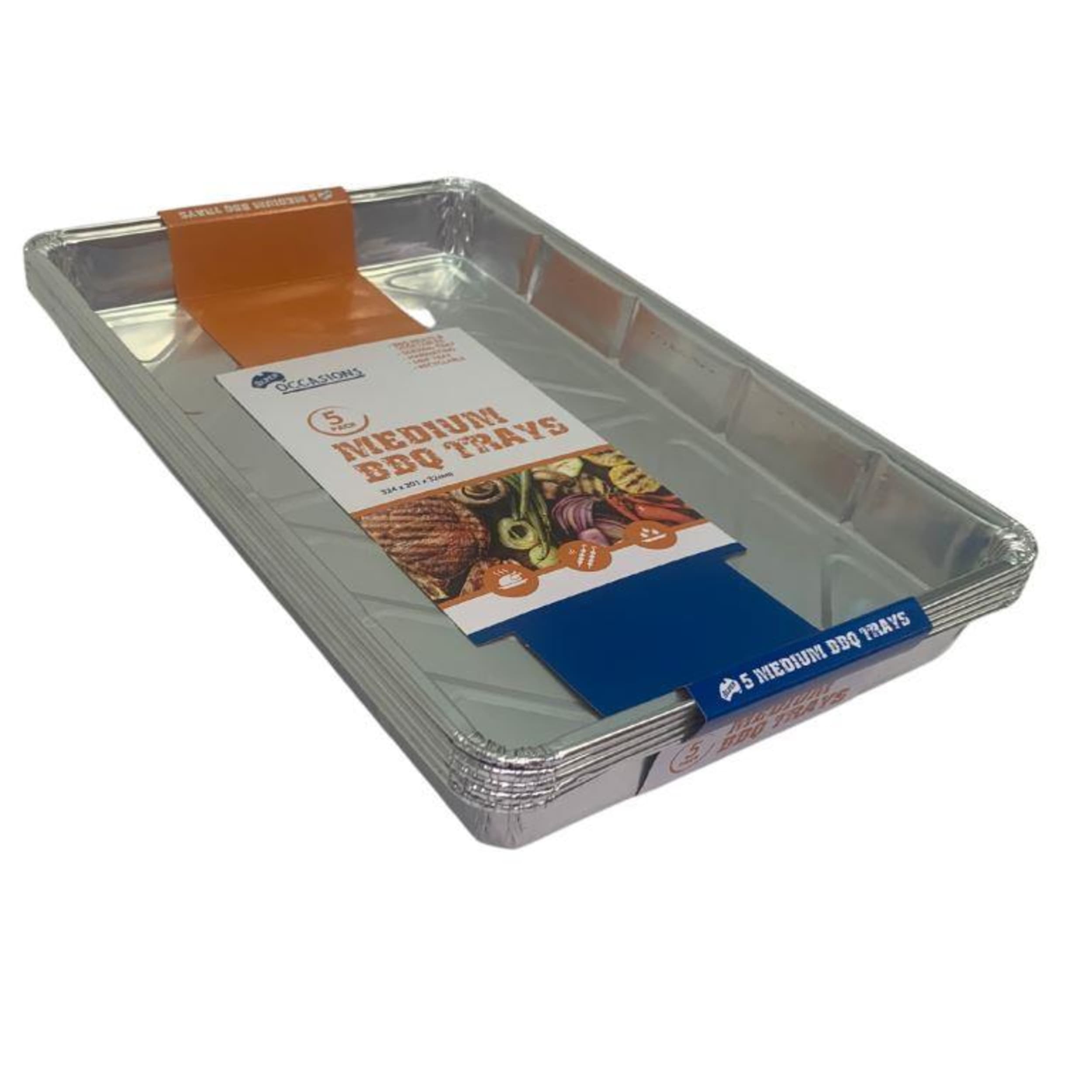 Catering Collection Medium BBQ Foil Tray 324x201x32mm (5 Pack)