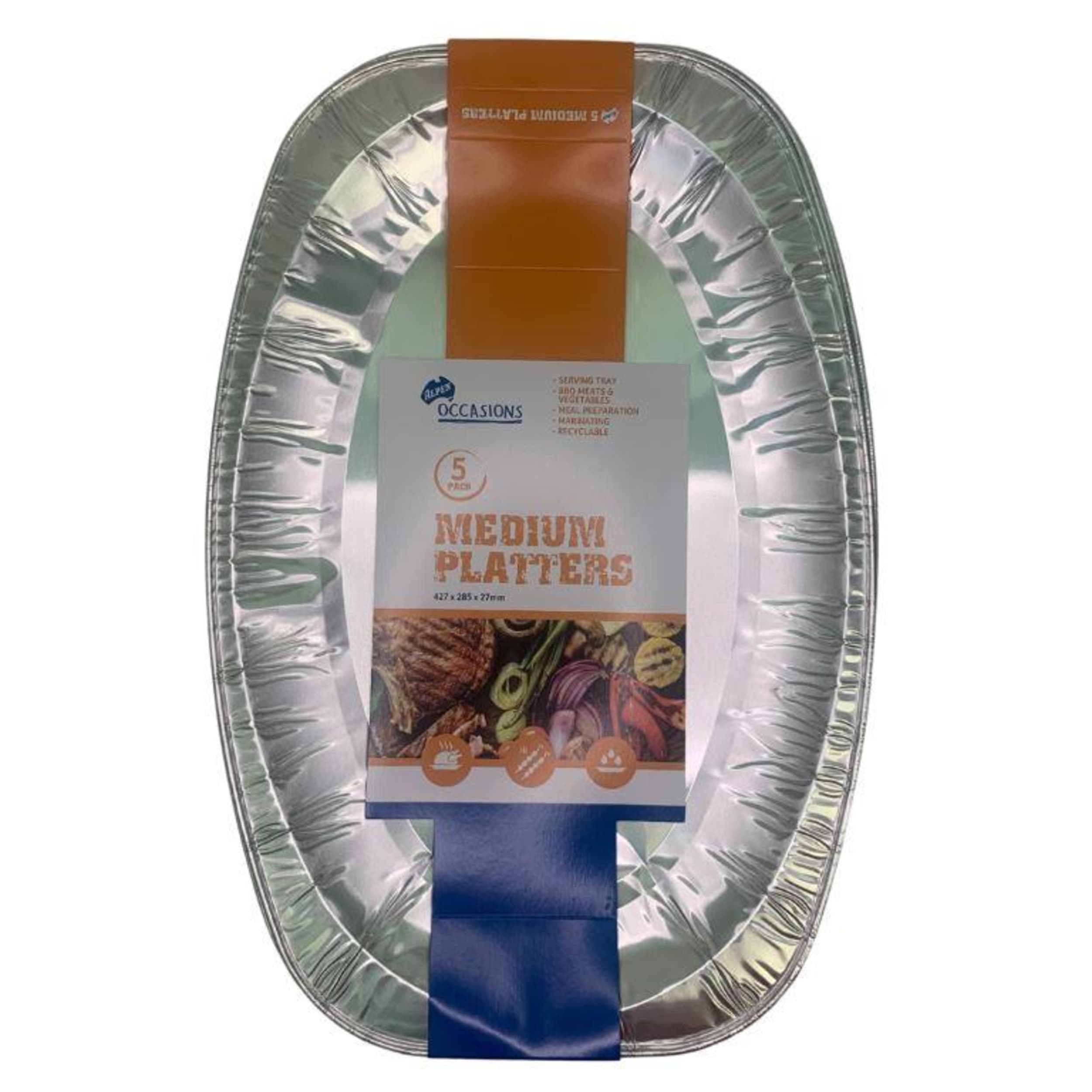 Catering Collection Medium Foil Platter 427x285x27mm (5 Pack)