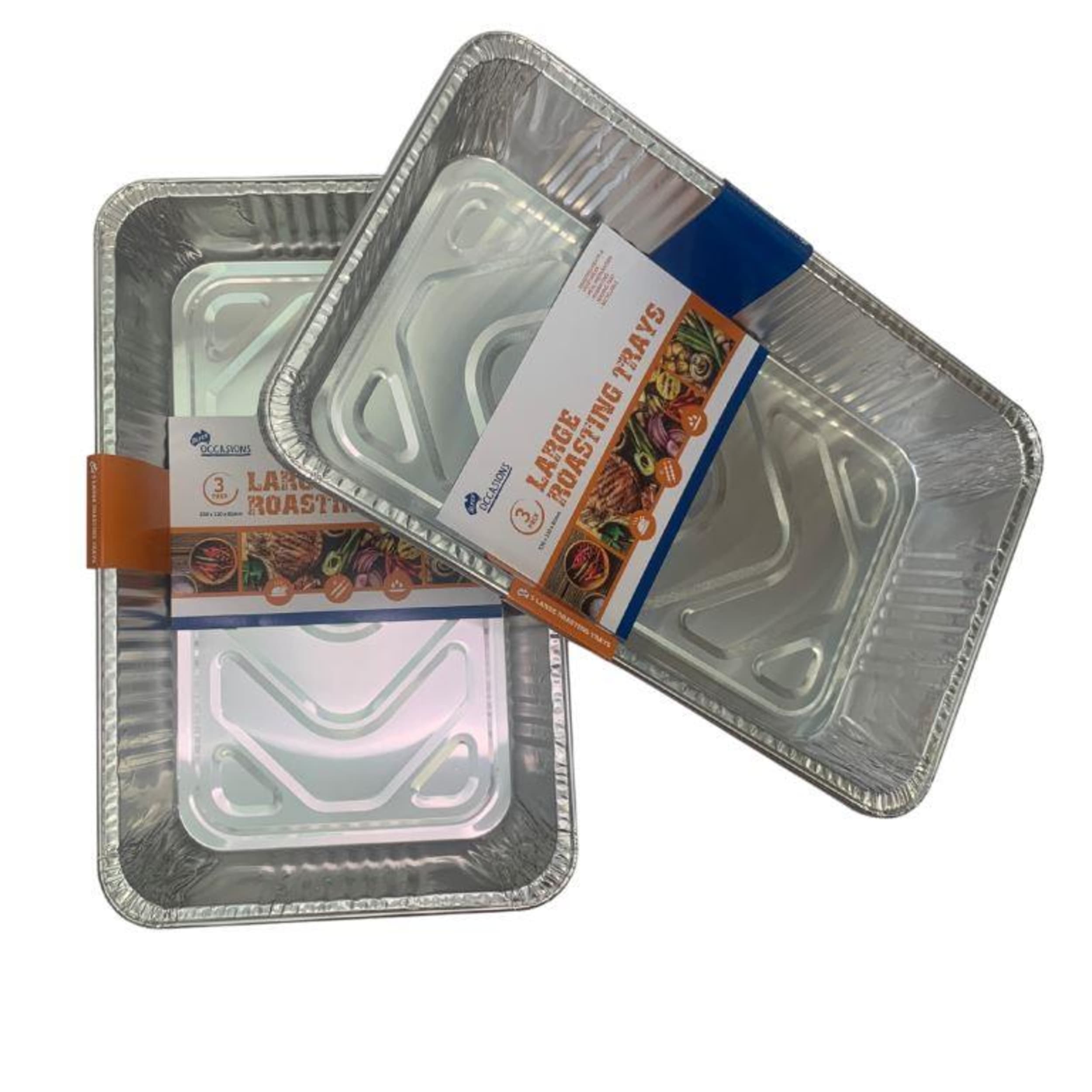 Catering Collection Large Rectangle Foil Roasting Tray 530x320x85mm (3 Pack)