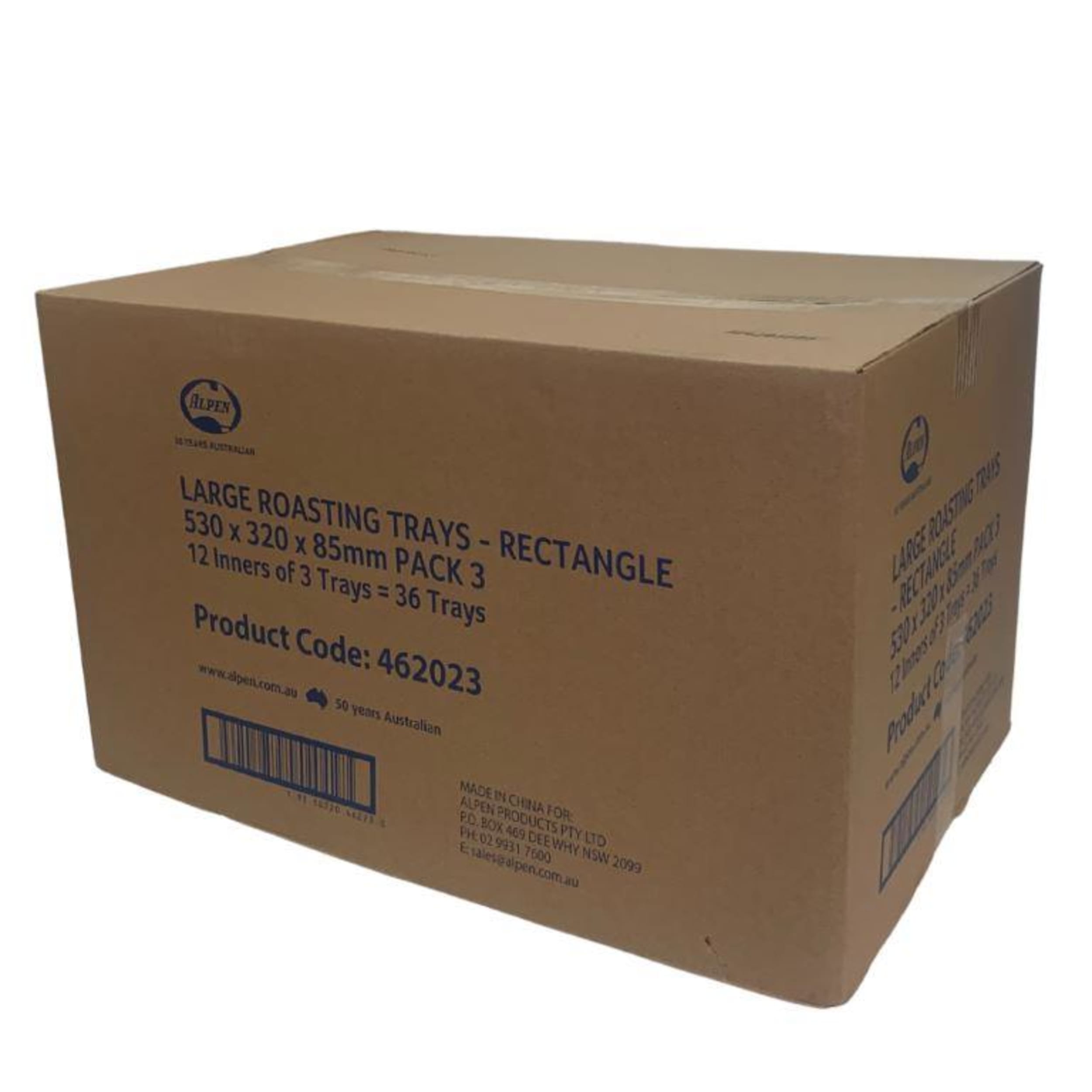 Catering Collection Large Rectangle Foil Roasting Tray 530x320x85mm (3 Pack)