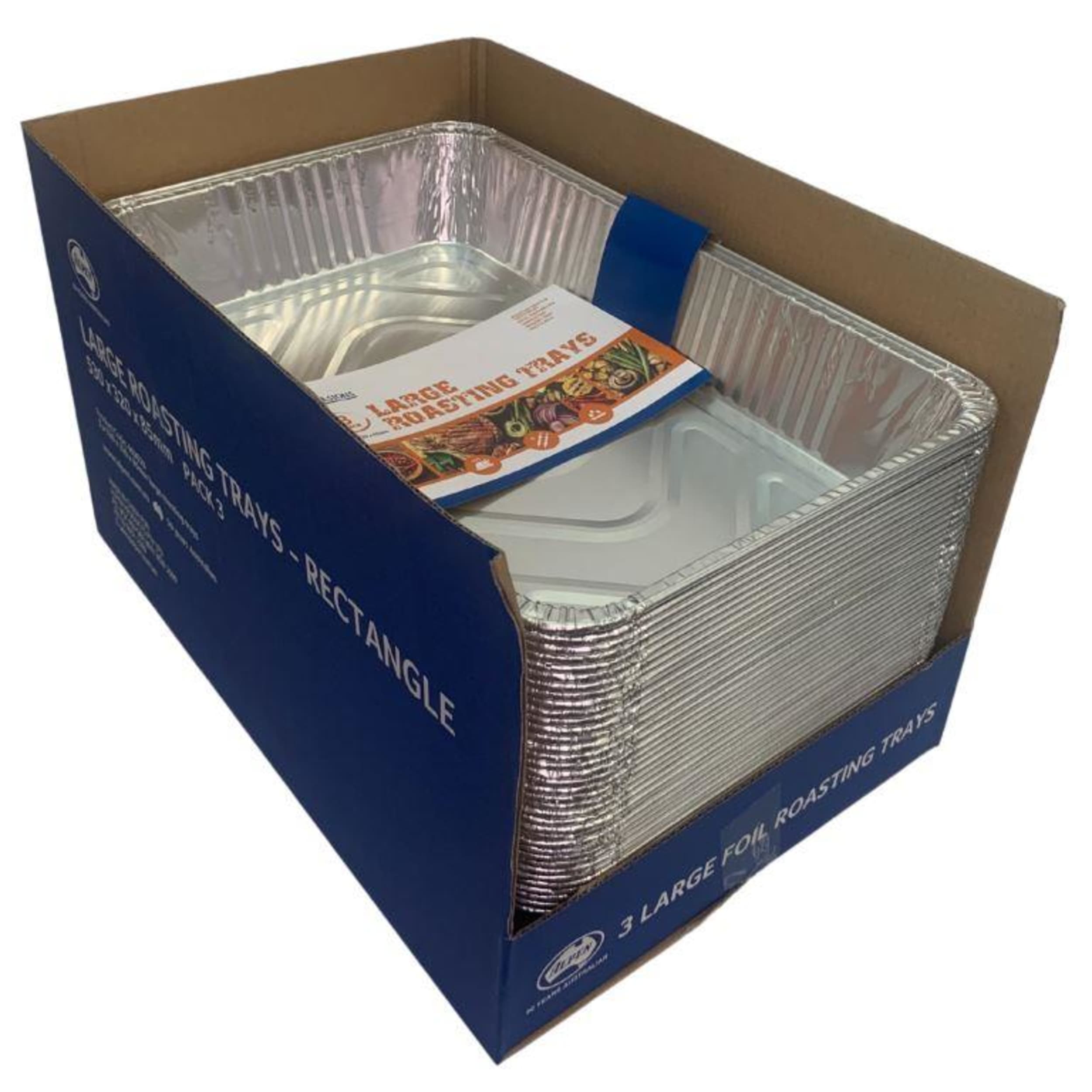 Catering Collection Large Rectangle Foil Roasting Tray 530x320x85mm (3 Pack)