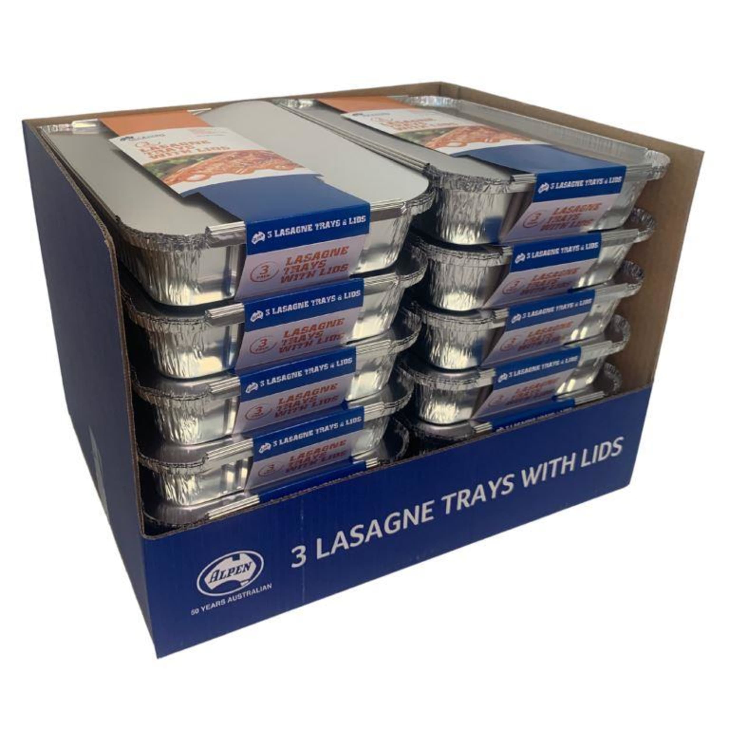 Catering Collection Foil Lasagne Trays with Lids 315x204x42mm (3 Pack)