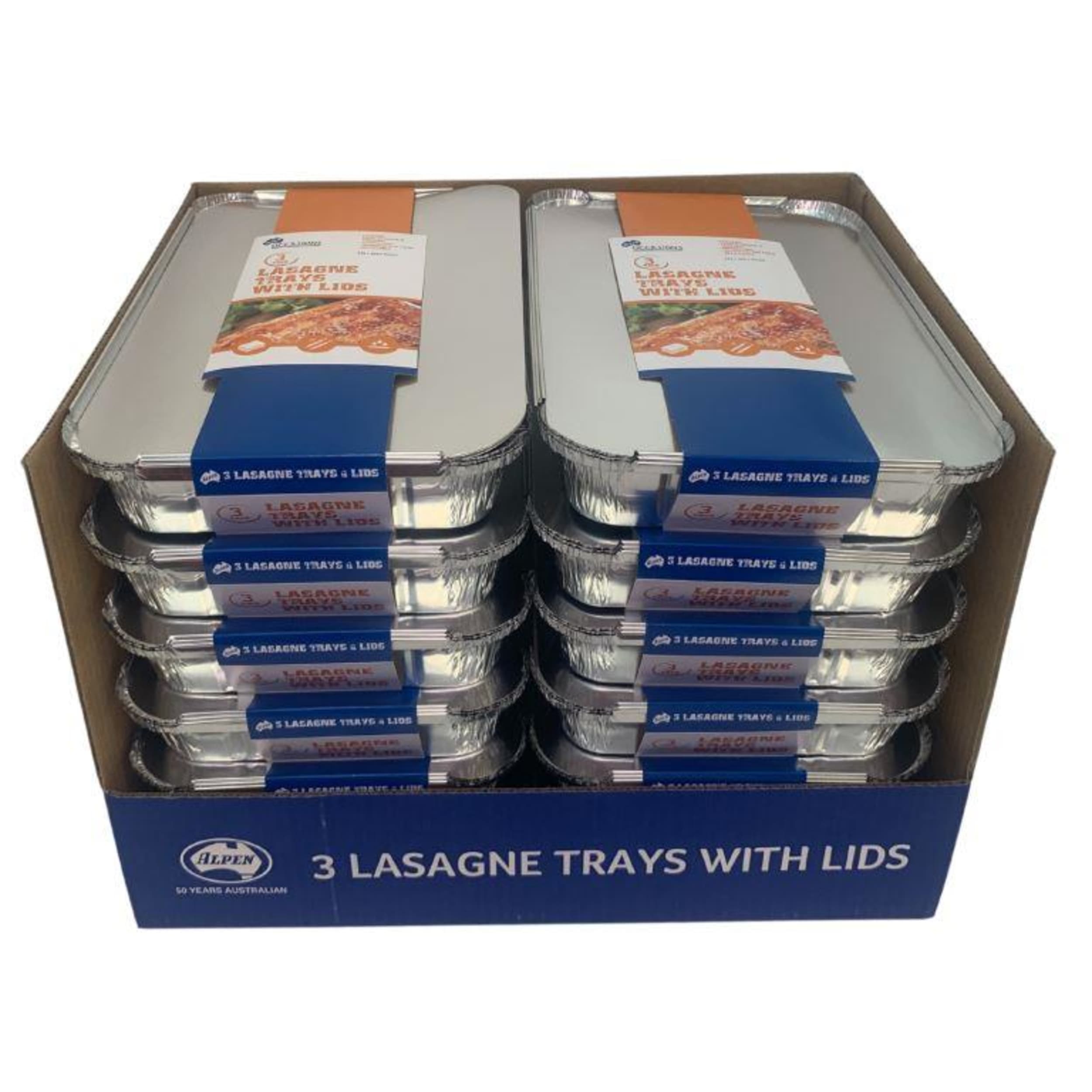 Catering Collection Foil Lasagne Trays with Lids 315x204x42mm (3 Pack)